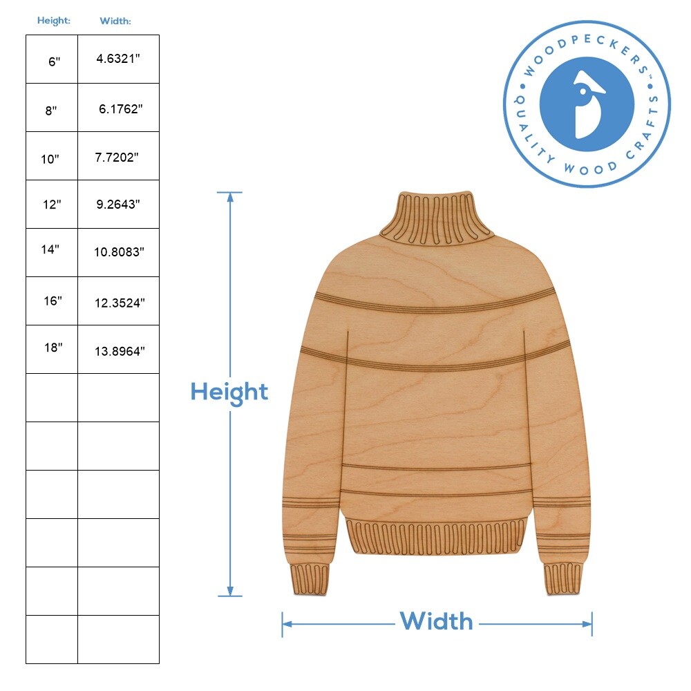 Christmas Wood Ugly Sweater Cutout, From 6&#x22;- 18&#x22; | Woodpeckers