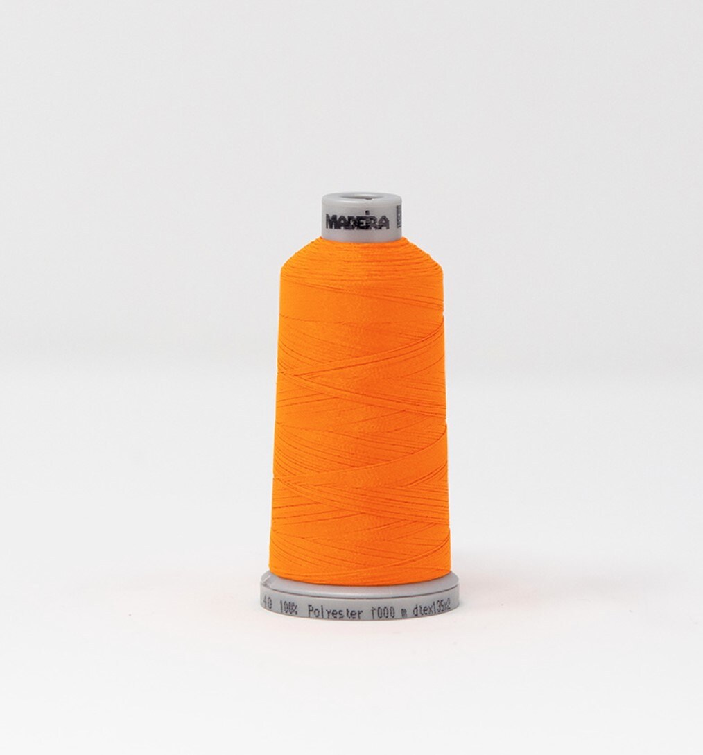 Fluorescent Orange Color -- Ref. # 1946 -- MADEIRA® Polyneon Machine Embroidery Thread -- 1,100 yards