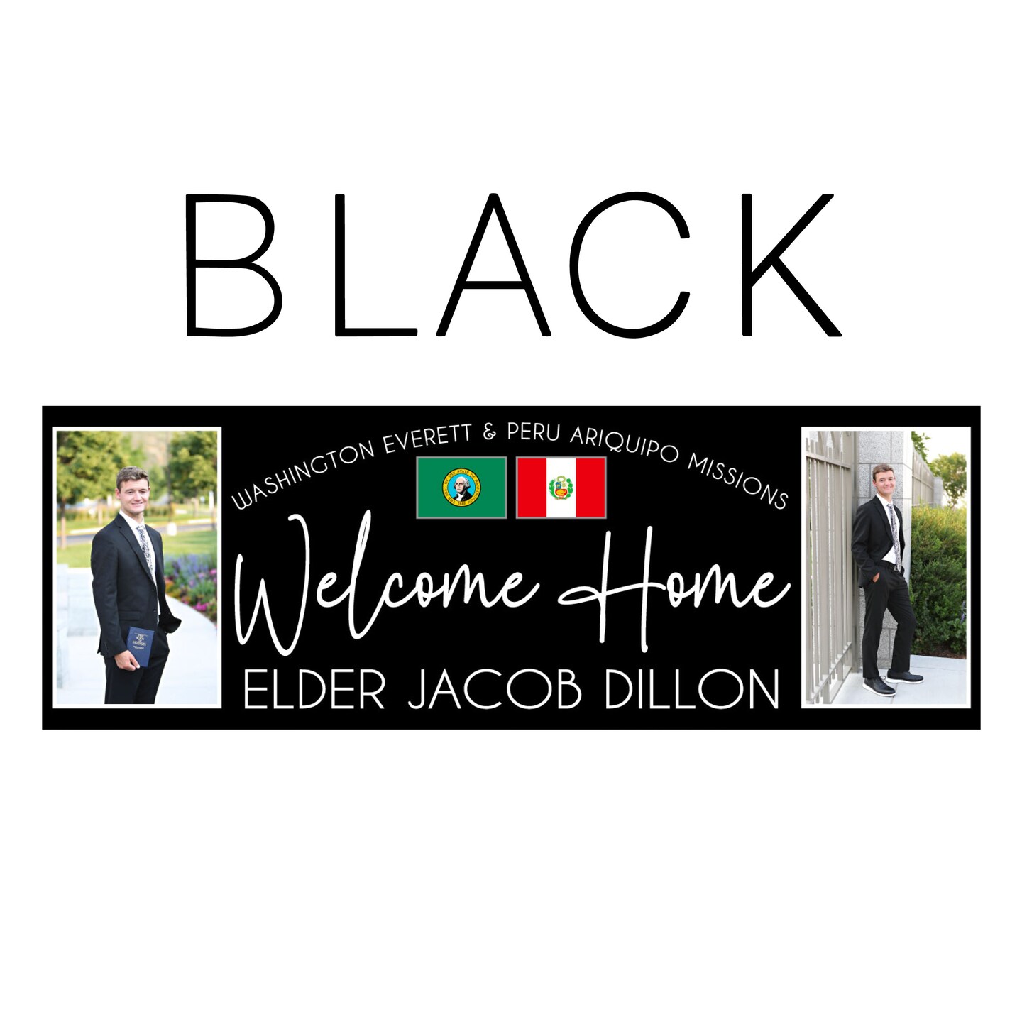 Welcome Home Missionary Banner for Front Yard and Airport with Picture, Photos, Flag, for Two Missions and Homecoming product 2
