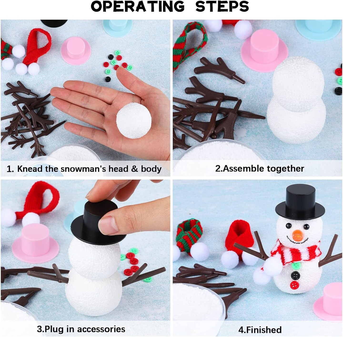 9 Pack Christmas Snowman DIY Craft Kit Build Snowman Decorating Kit Modeling Clay Snowman Making Kit Holiday Gift Winter Toys for Xmas Party Home Supplies