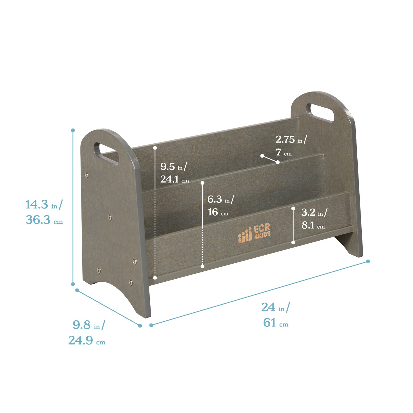 2-Shelf Tabletop Book Display with Handles, Beginner Bookshelf