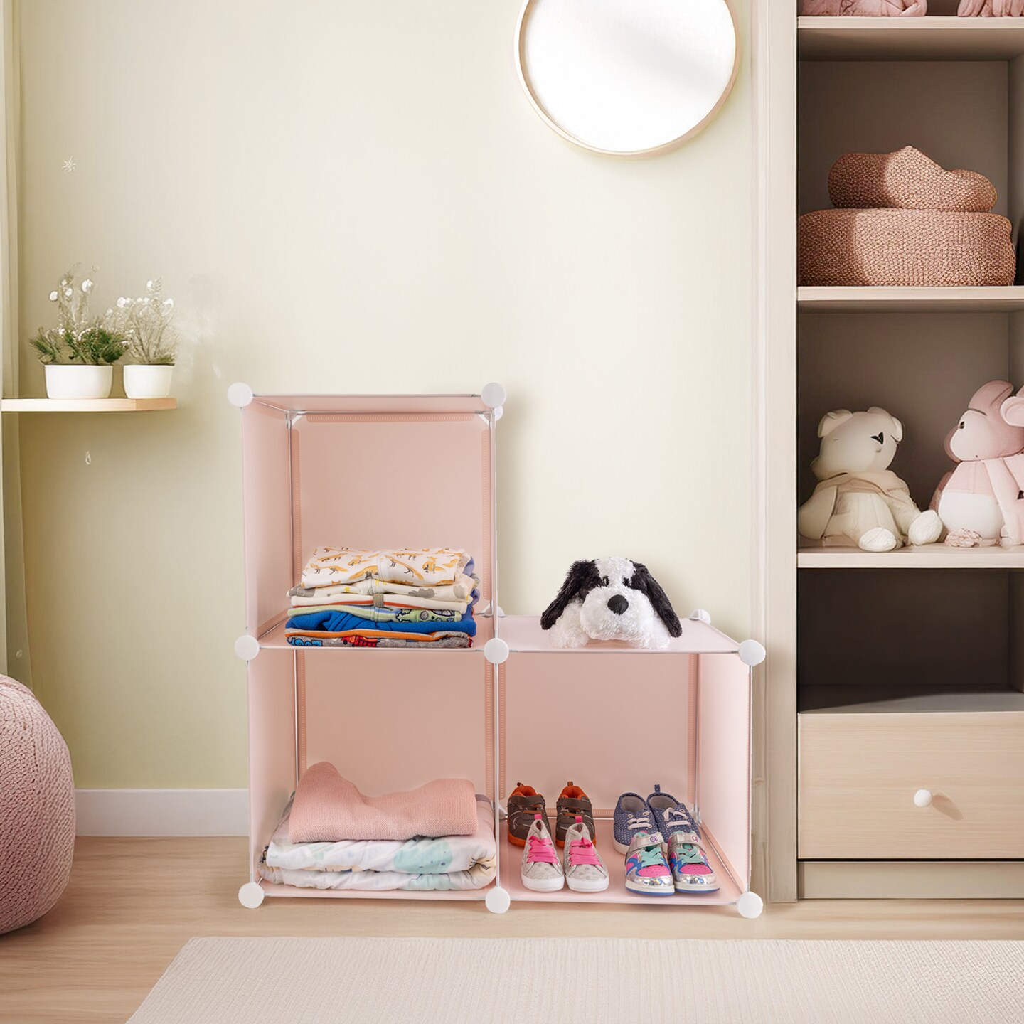 Smart Design 3 Cube Closet Organizer System- Pink