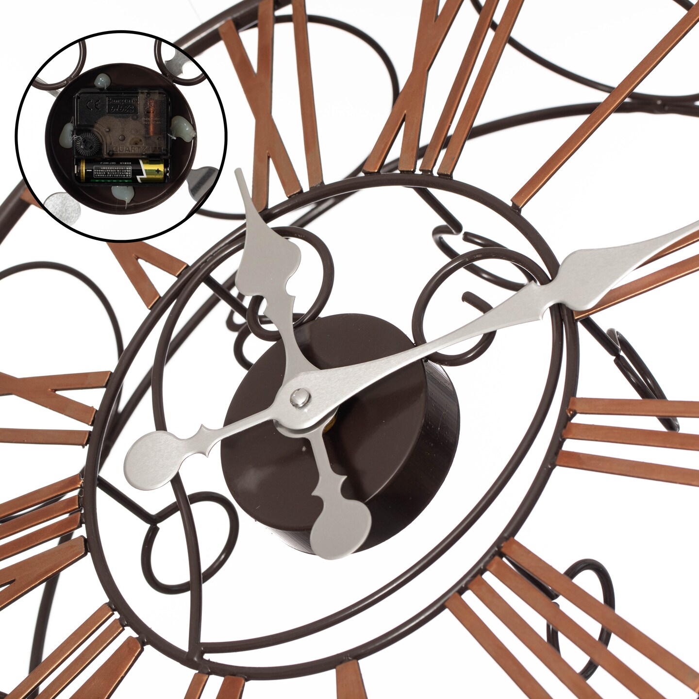 Vintiquewise Wall-Mounted Clock Design Wine Holder with Stemware Rack - Unique Shelf for Champagne, White &#x26; Red Wine Organizer with 4 Glass Holders, Wine Bottle Display for Home, Kitchen and Bar Decor