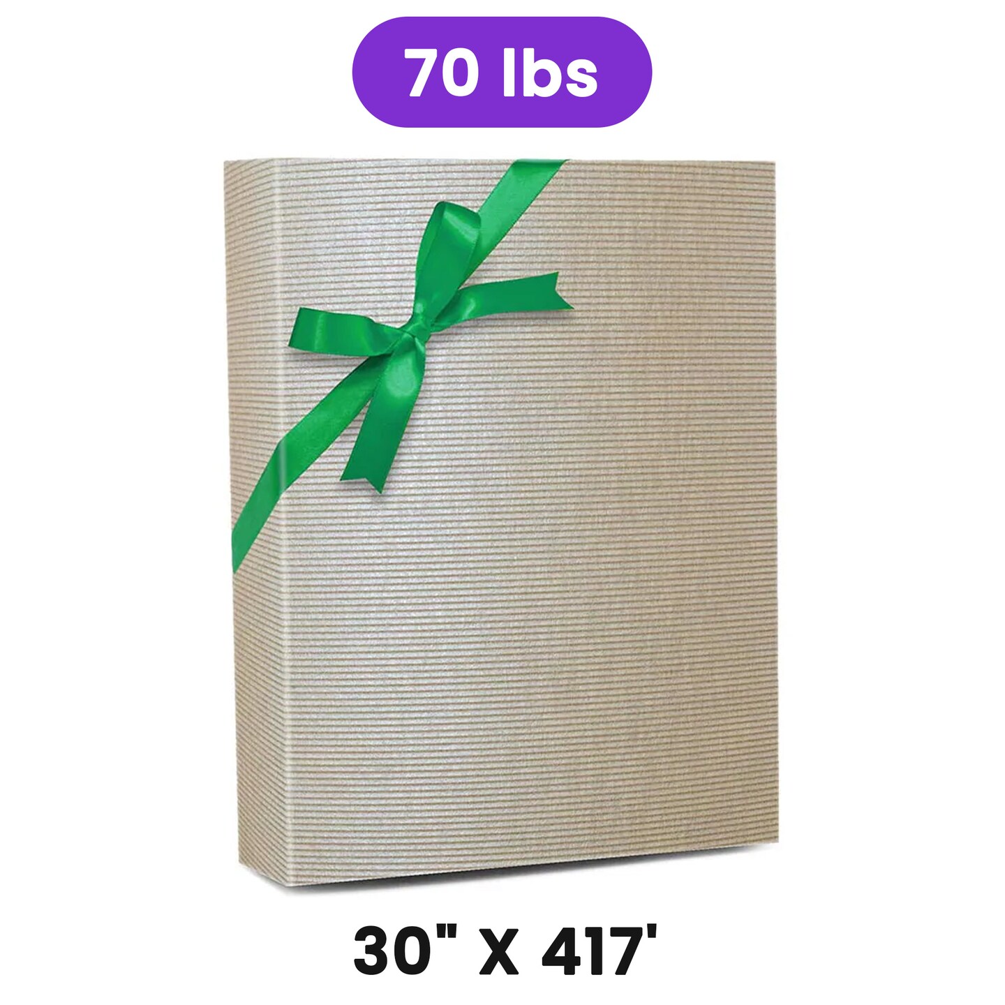 Ice Kraft Embossed Metallic Wrapping Paper 30&#x22; x 417&#x22; Roll