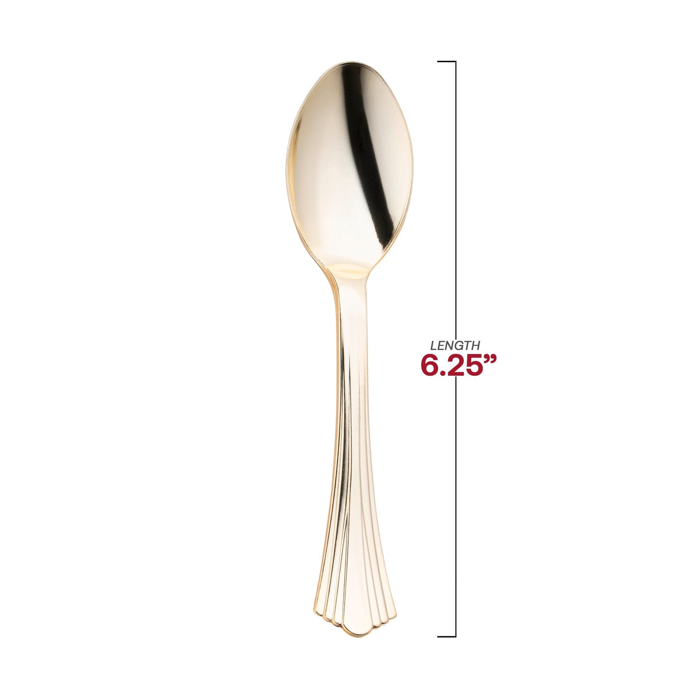 Shiny Metallic Groove Gold Plastic Spoons (600 Spoons)