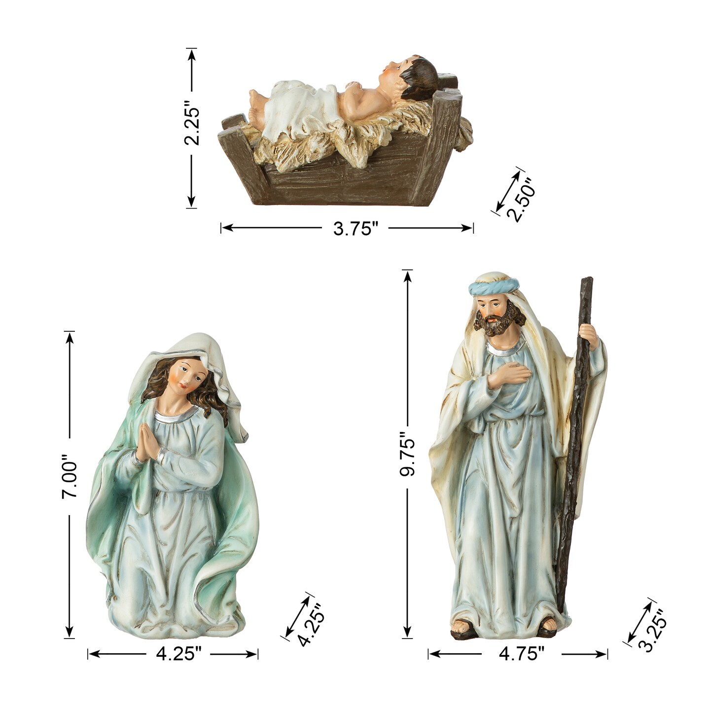 12pcs Deluxe Blue Resin Nativity Figurine Set