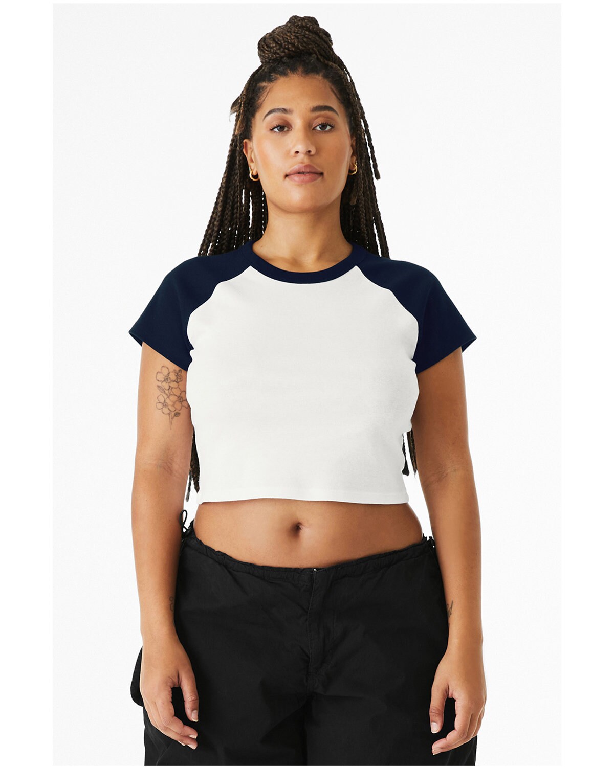 BELLA+CANVAS Ladies Micro Rib Raglan Baby T-Shirt for Casual Wear, Streetwear & Everyday Cropped Fit Top