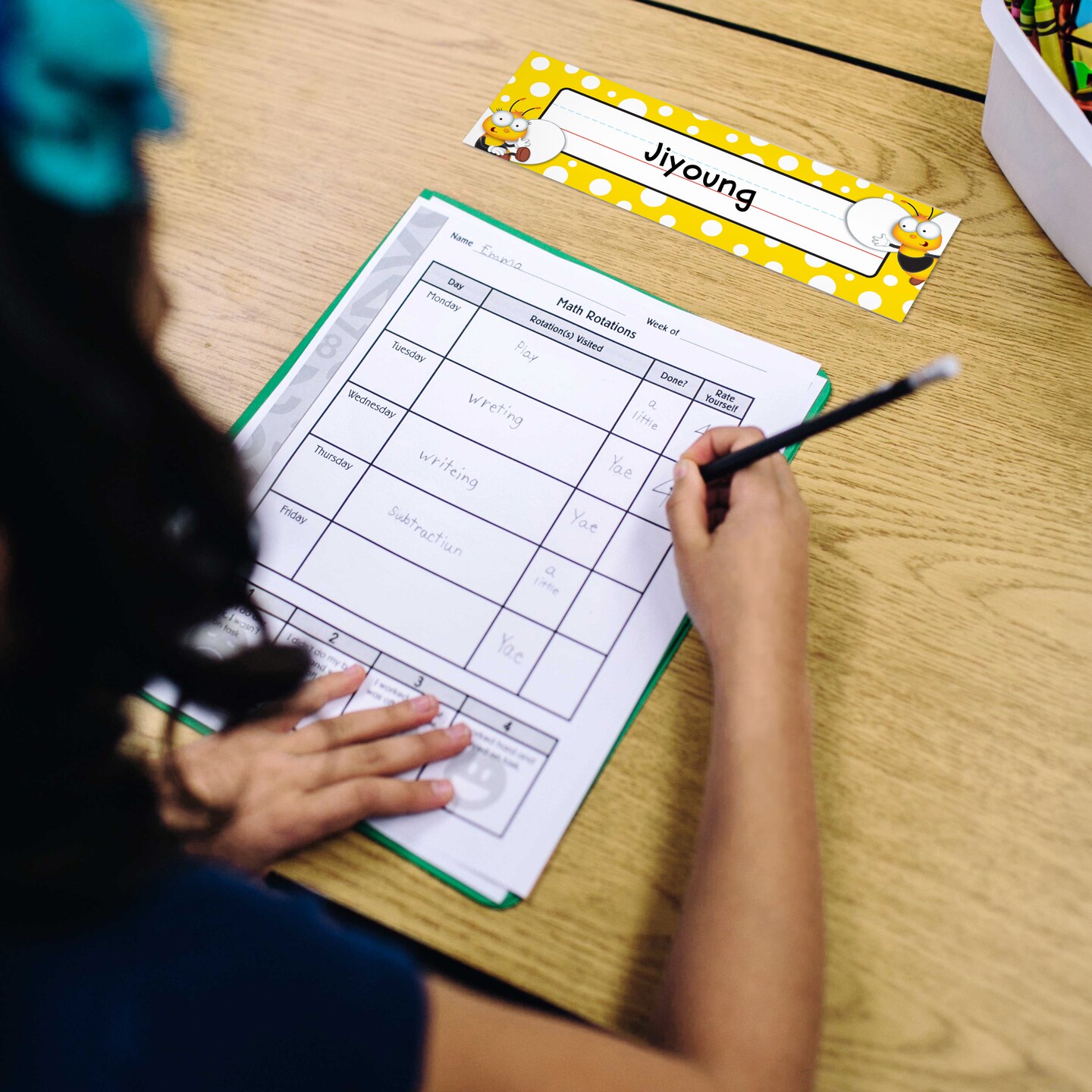 Carson Dellosa 36PC Bumble Bee Name Labels For Kids, Tags for Labeling Classroom, School Supplies, Desk Organizer, and Locker Organization, Teacher Decor