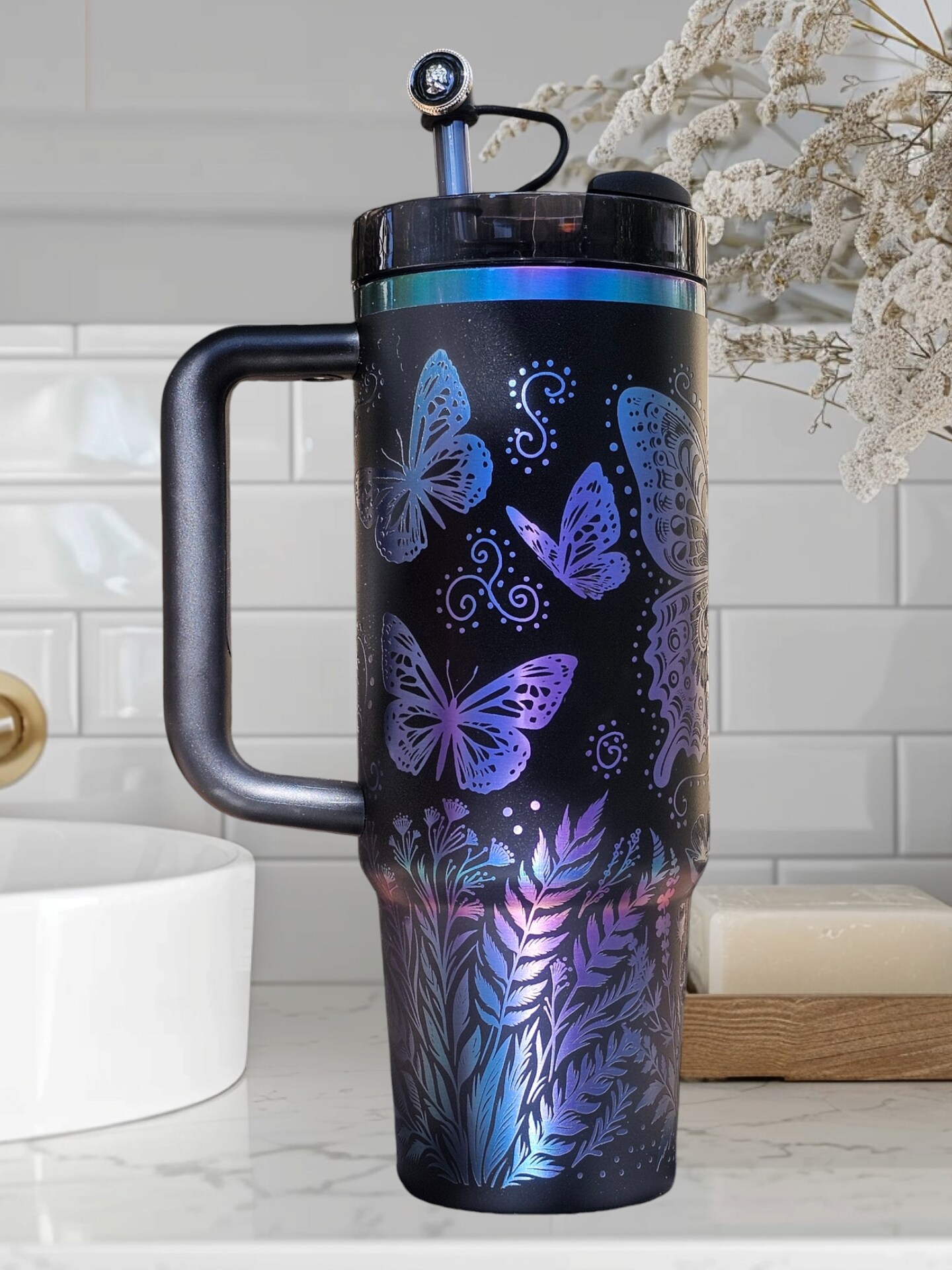 Authentic 30oz 40oz Black Chroma Stanley Tumbler Custom Laser