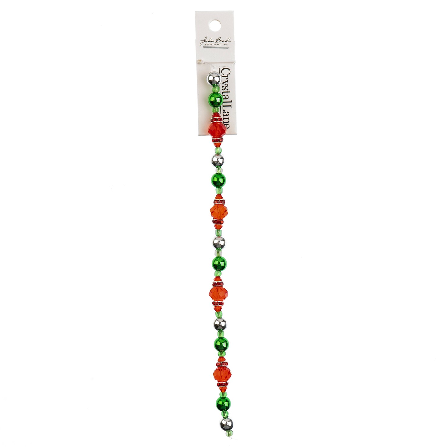 Crystal Lane DIY 7&#x22; Designer Holiday Red &#x26; Green Glass Bead Mix Strand