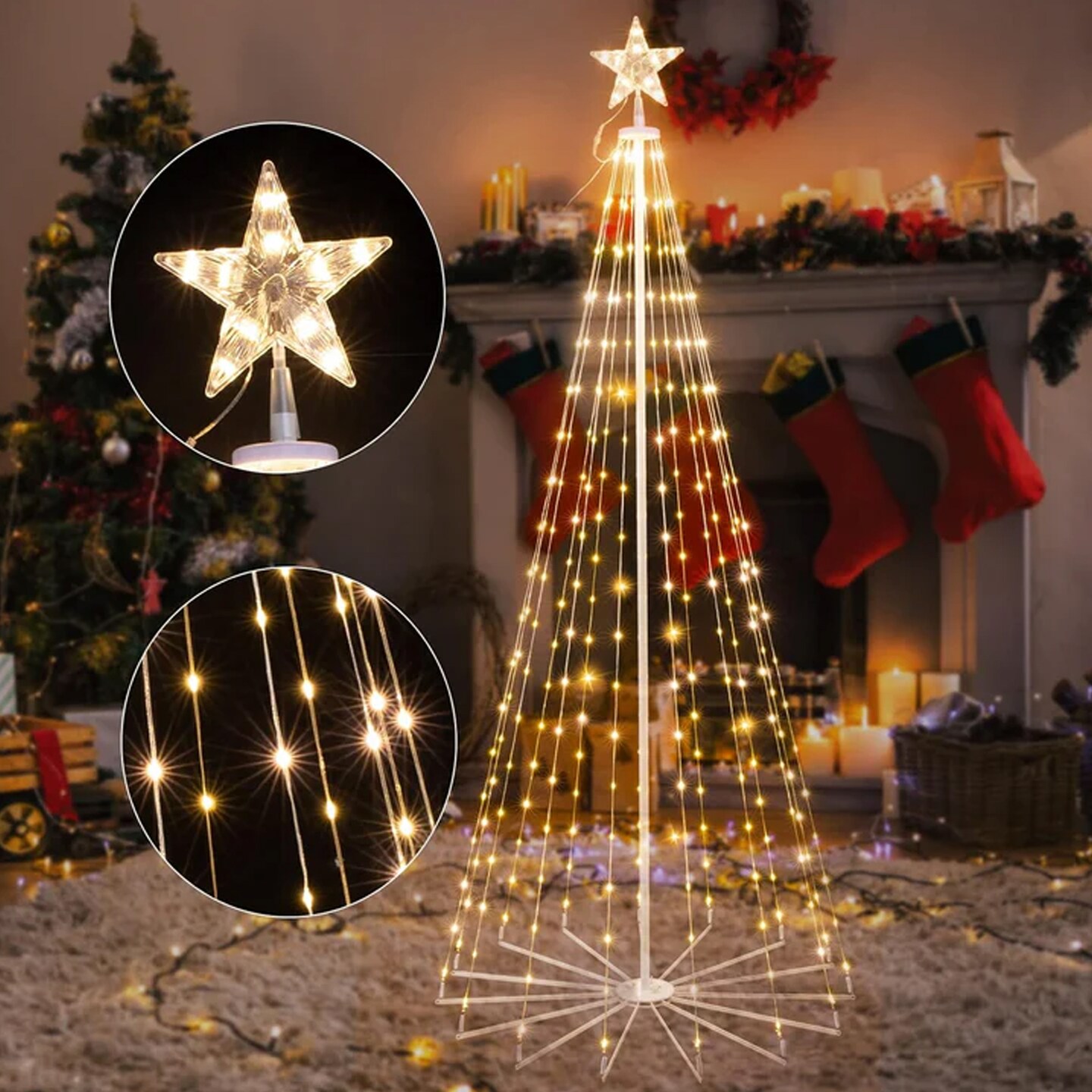 12-Foot Warm White Tree Lights with 8 Functions IP44 Rated