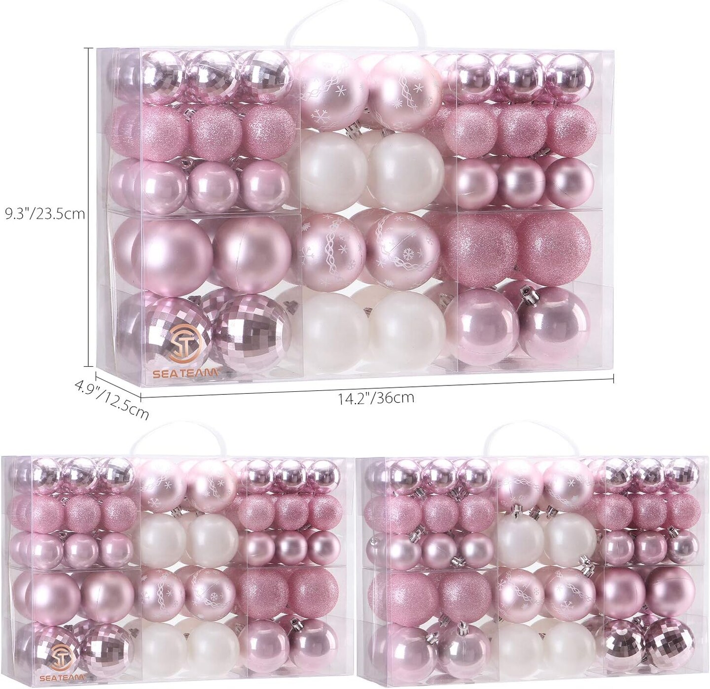 86-Pack Shatterproof Pink Christmas Ball Ornaments Set, Assorted Multi-Sized Hanging Baubles, Xmas Tree Decorations, Seasonal D&#xE9;cor for Holiday Wreath Garland, Hooks Included