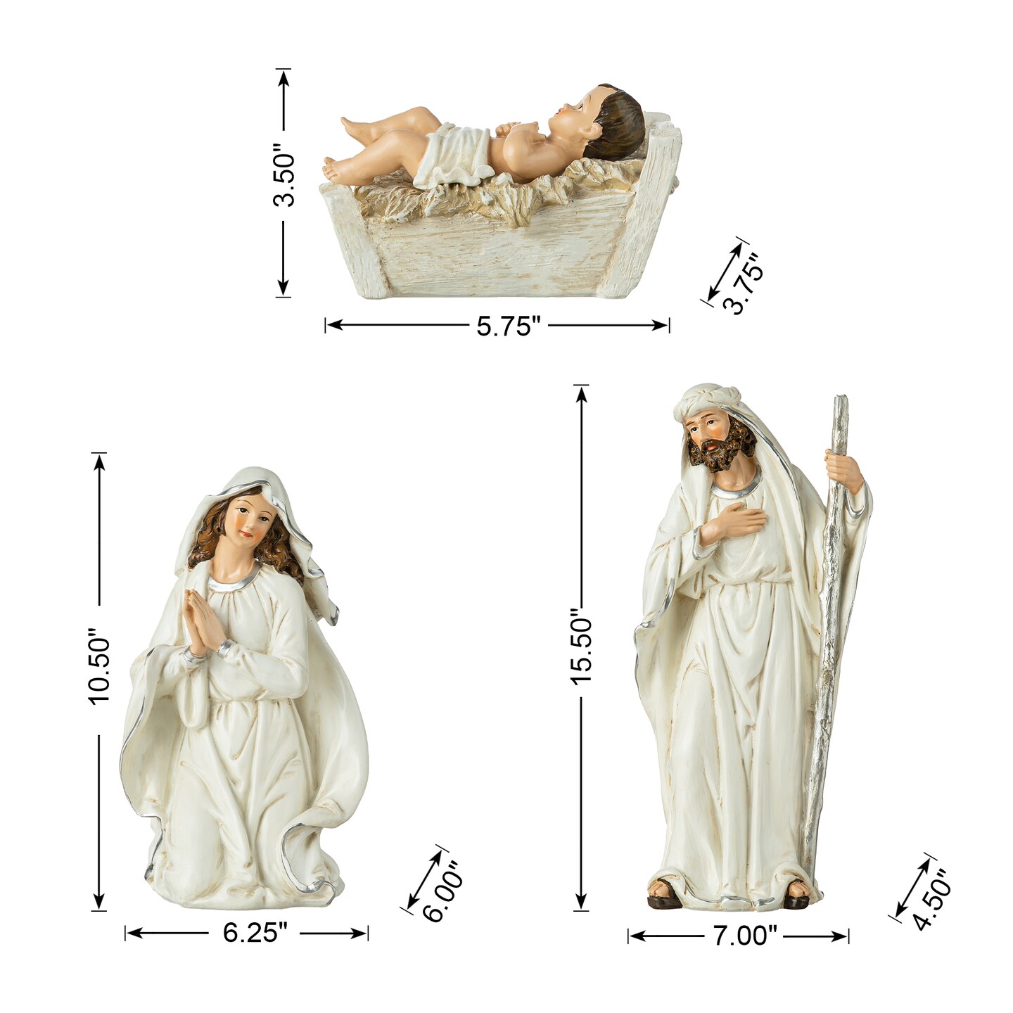 12pcs Oversized Ivory Resin Nativity Figurine Set