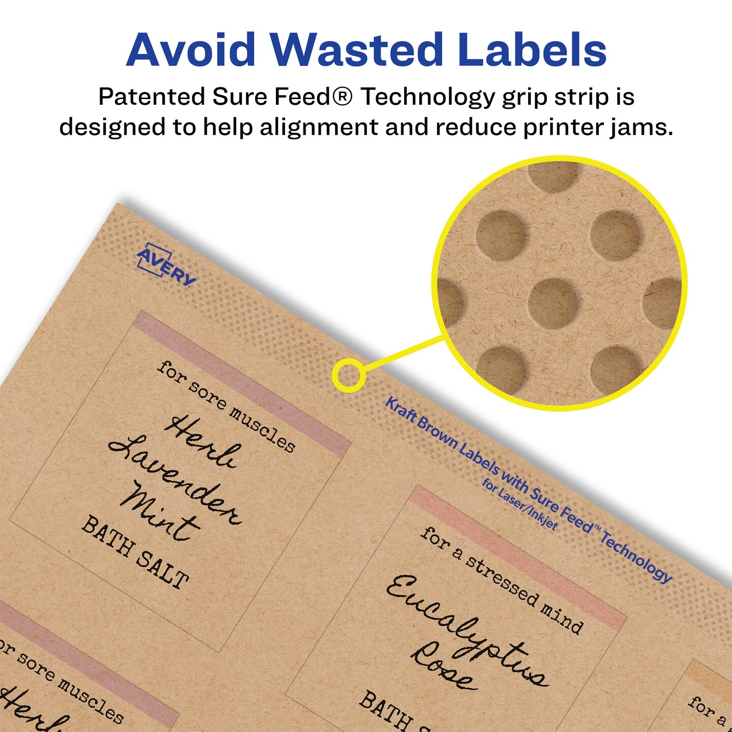 Avery Kraft Brown Square Labels with Sure Feed, 2.5&#x22; x 2.5&#x22;