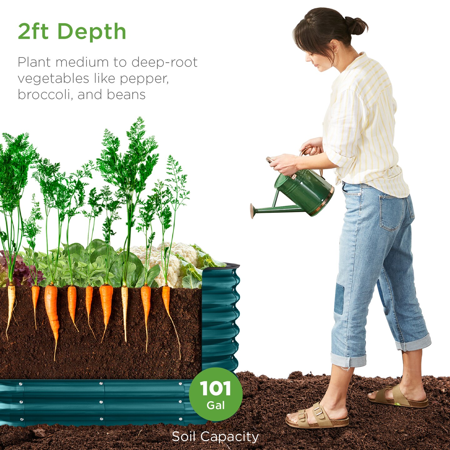 Best Choice Products 4x2x2ft Outdoor Raised Metal Oval Garden Bed, Planter Box for Vegetables, Flowers