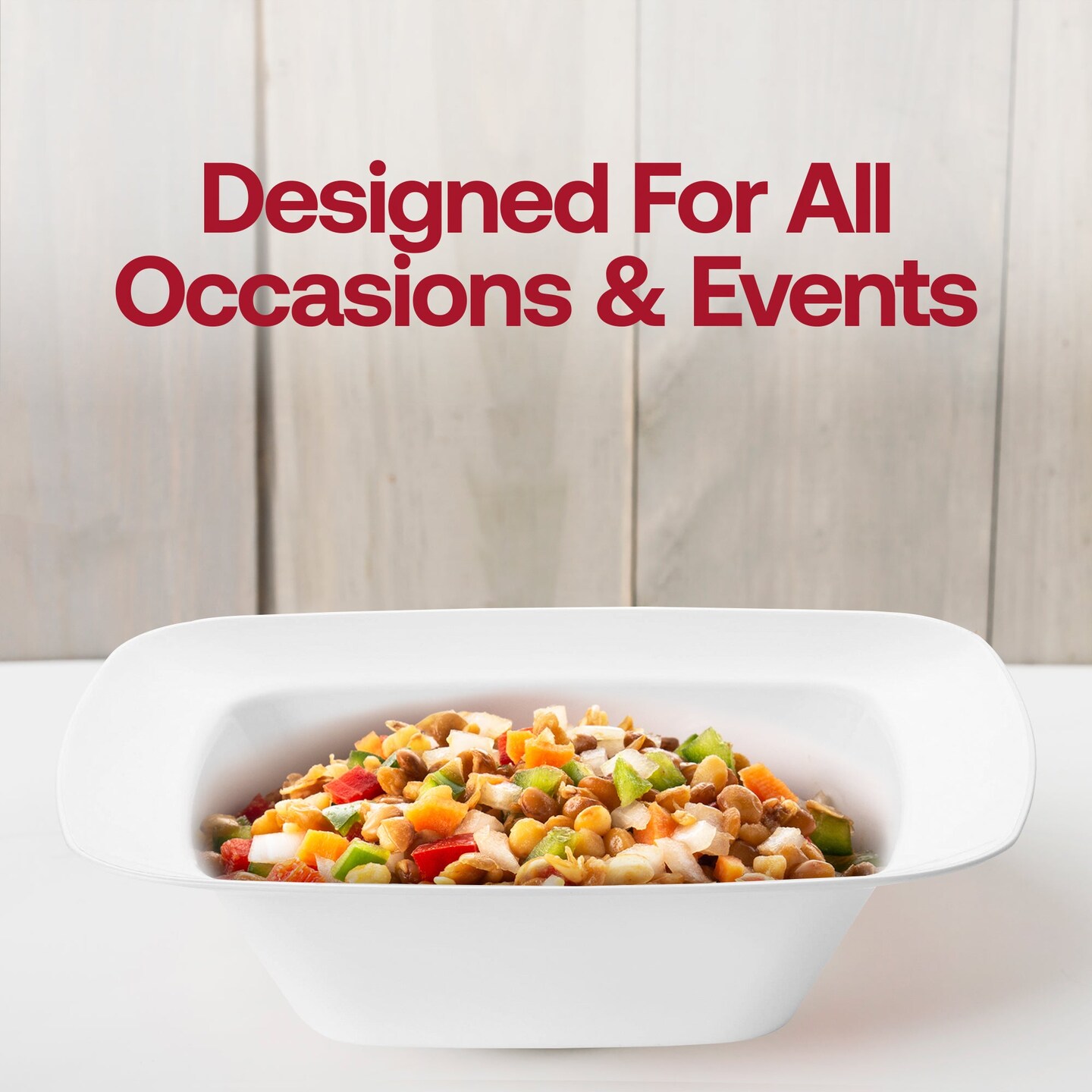 Solid White Rounded Square Disposable Plastic Dessert Bowls - 5 oz. (120 Bowls)