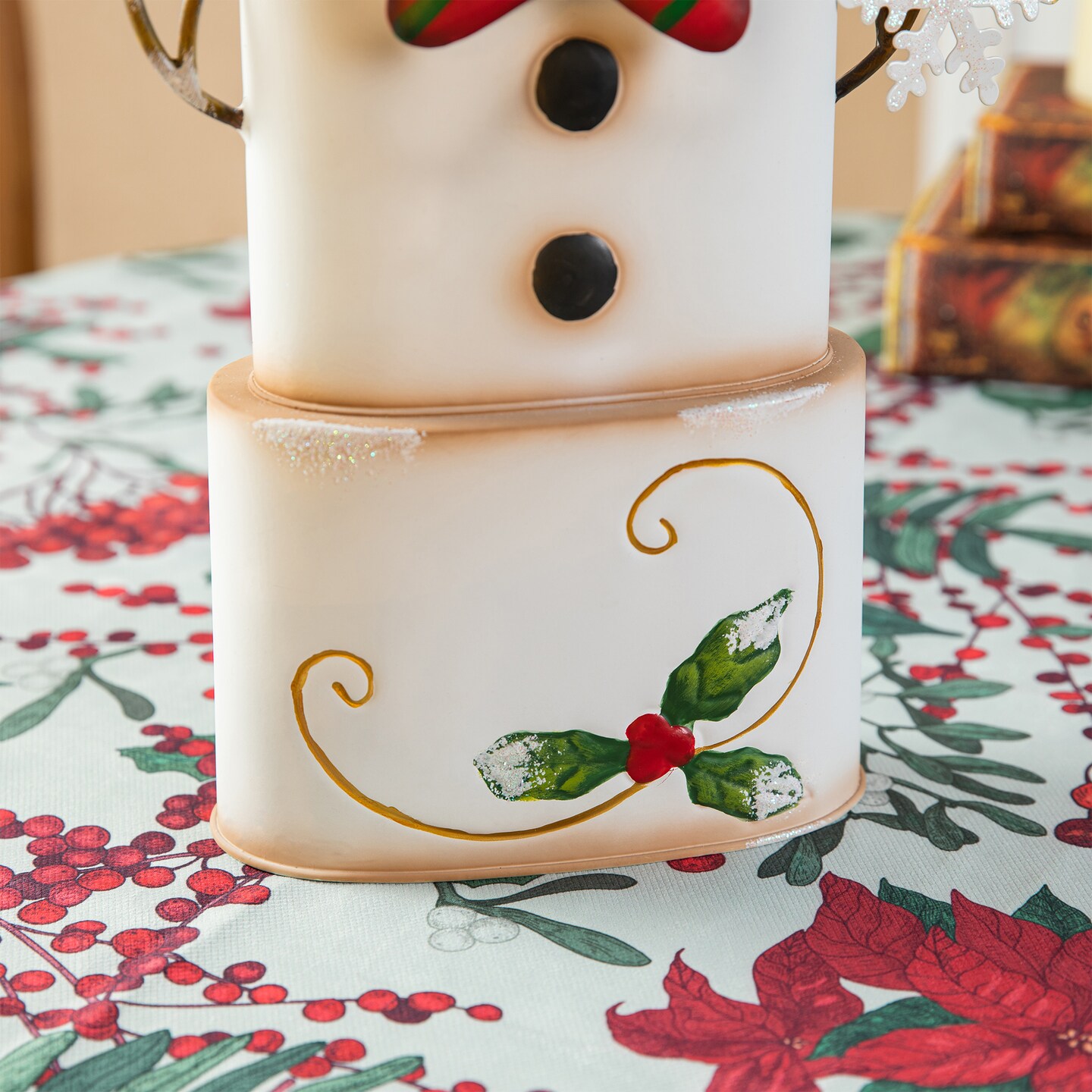 17&#x22;H Metal Stacked Box Snowman Table Decor