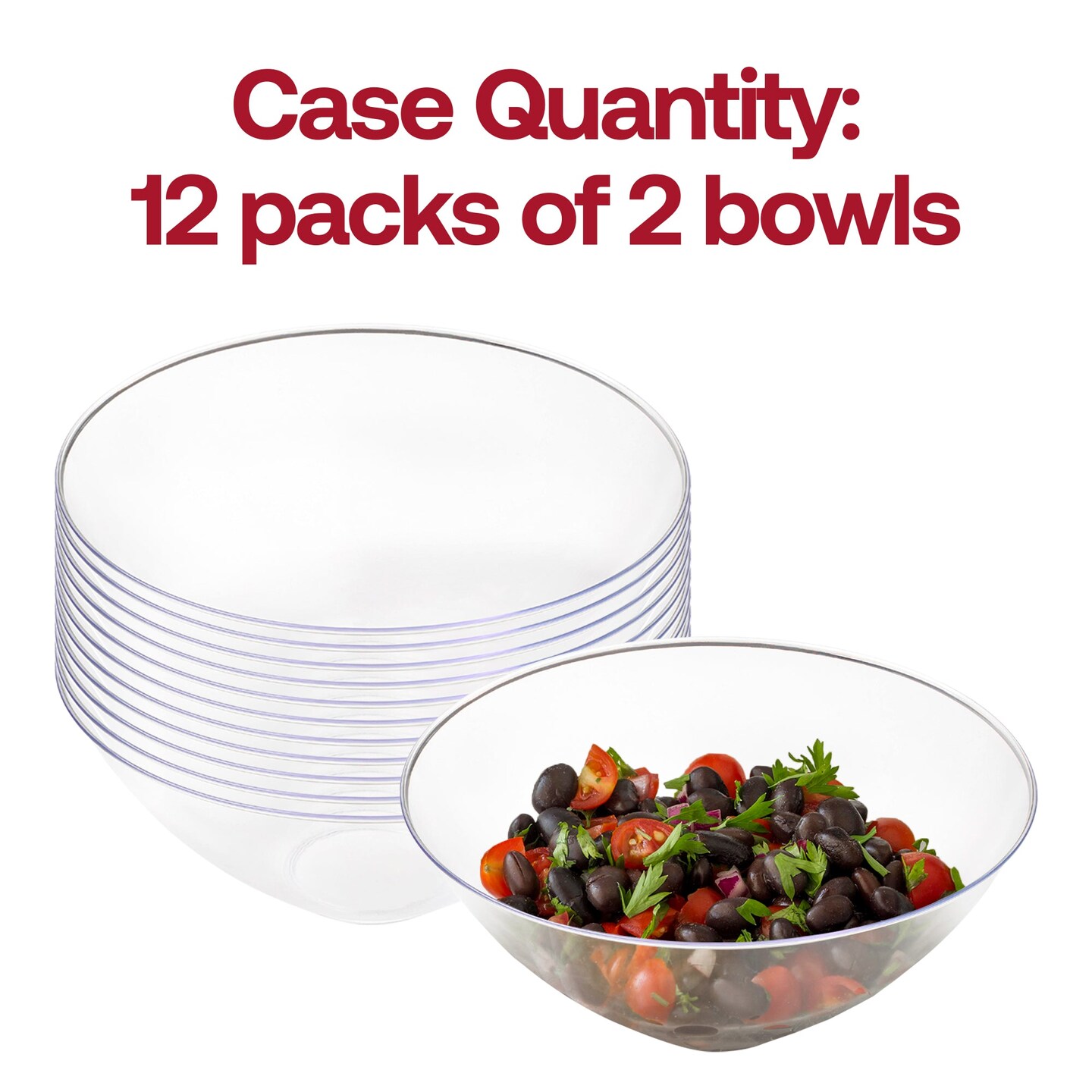 Solid Clear Organic Round Disposable Plastic Bowls - 100 oz. (24 Bowls)