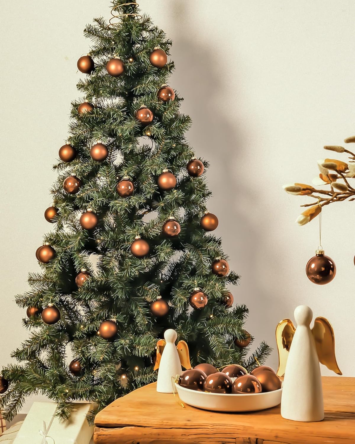 Brown Glass Christmas Ball Ornaments, 2.36&#x201D; Hanging Bulbs Ornaments for Christmas Tree, Set of 12 Hanging Balls for Holiday, Halloween, Xmas Tree Decorations