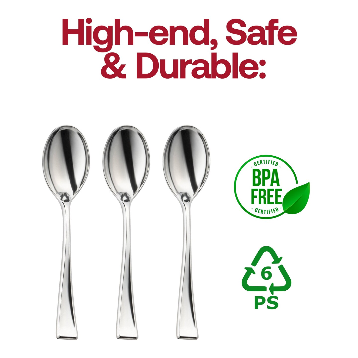 Shiny Metallic Silver Mini Plastic Disposable Tasting Spoons (960 Spoons)