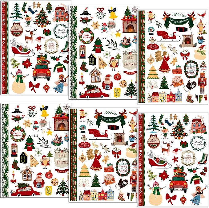 Scrapbooking Cozy Element Stickers Holiday Planner Stickers for Invitation Envelope Scrapbook Cards(Christmas Style)