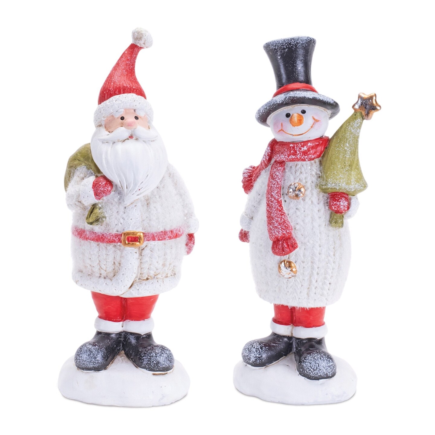 Melrose Glittered Sweater Santa and Snowman Christmas Figurines - 6.75&#x22; - Set of 6