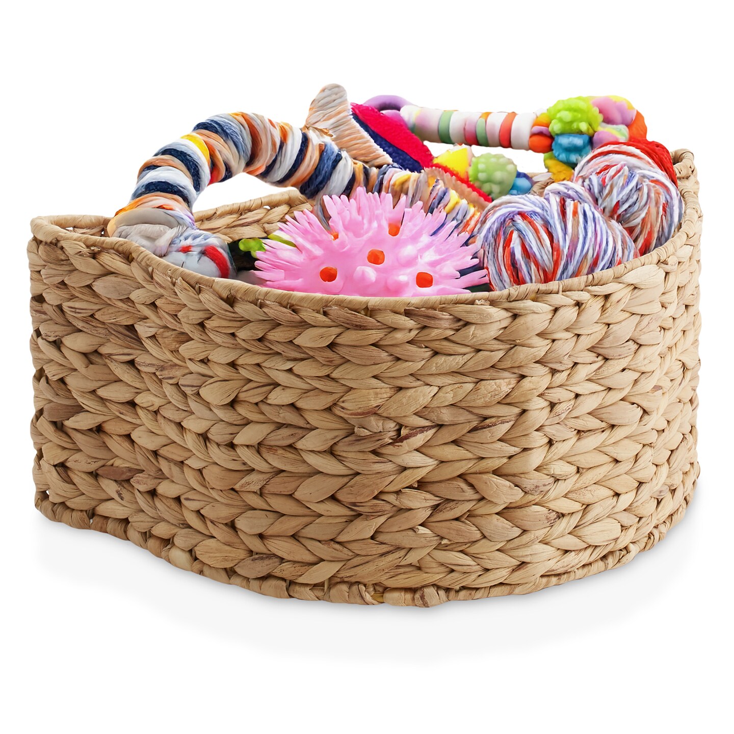 Casafield Cat Shaped Storage Basket, Woven Water Hyacinth Pet Toy Organizer Bin