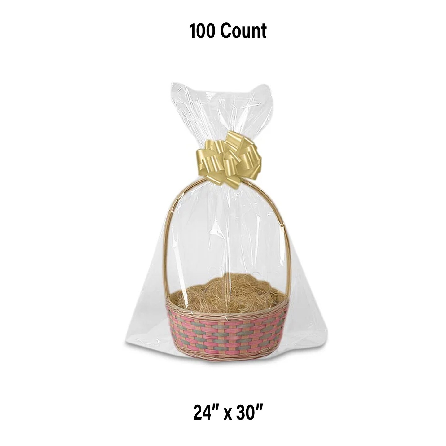 Clear Round Bottom Basket Bags 24&#x22; x 30&#x22;