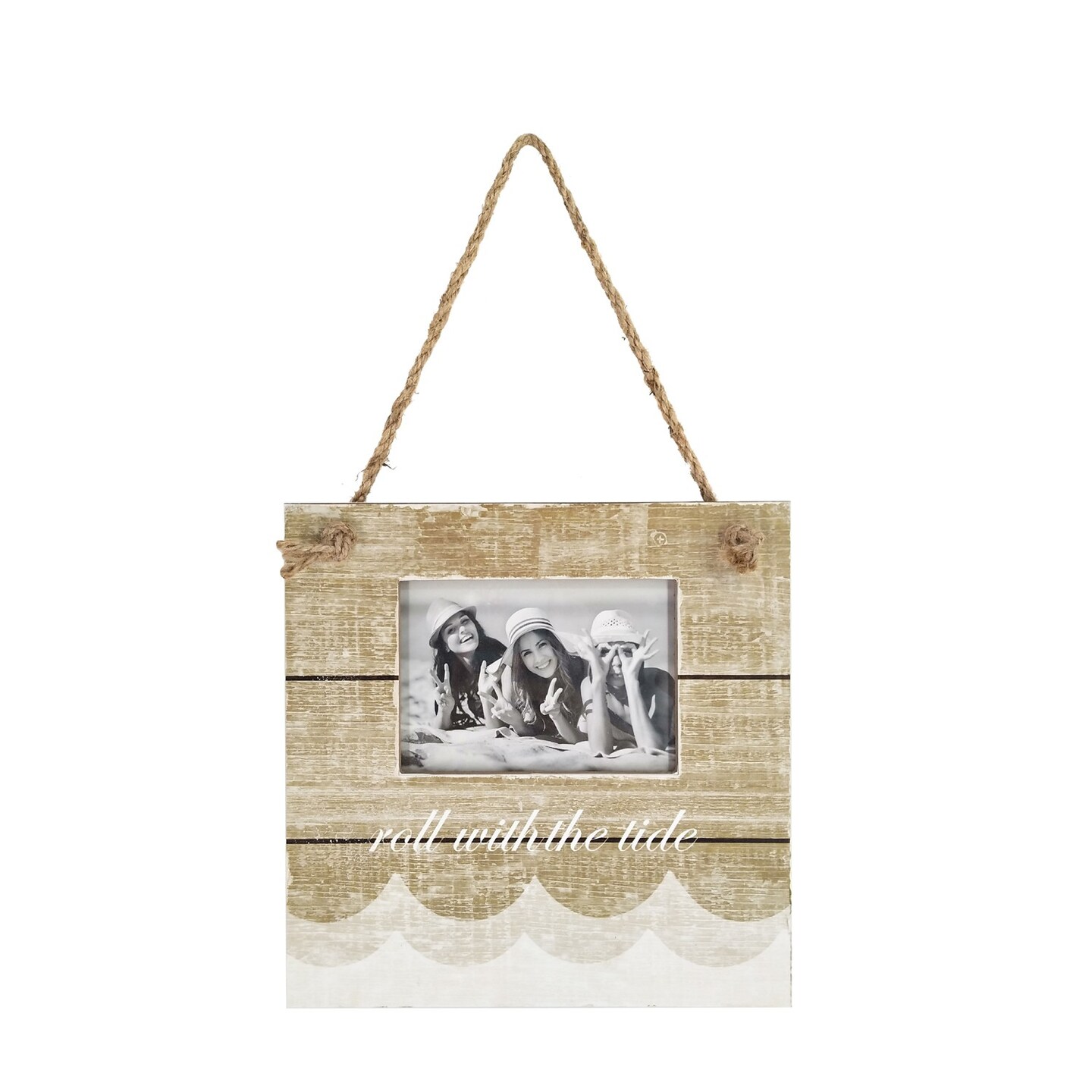 9&#x22; Mdf Rolling Tide Hanging Frame Beach Coastal Nautical Photo Frame Picture Holder for Wall Shelf or Tabletop Decor Decoration