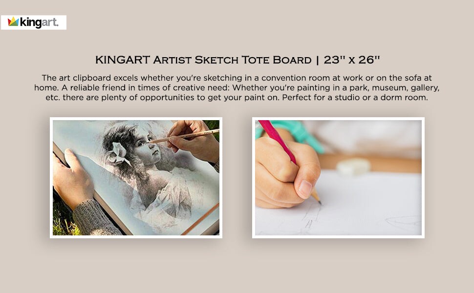 KINGART&#xAE; Artist Sketch Tote Board 23&#x22; x 26&#x22; - Great for Classroom, Studio or Field Use