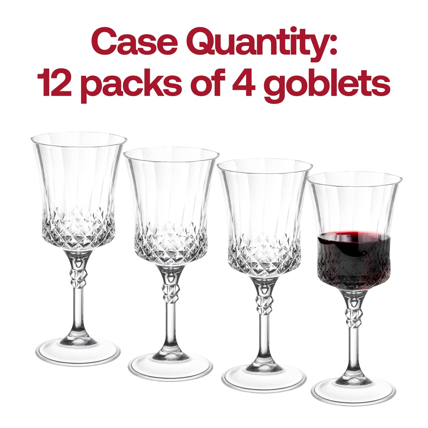 Crystal Cut Plastic Wine Goblets - 11 oz. (48 Goblets)