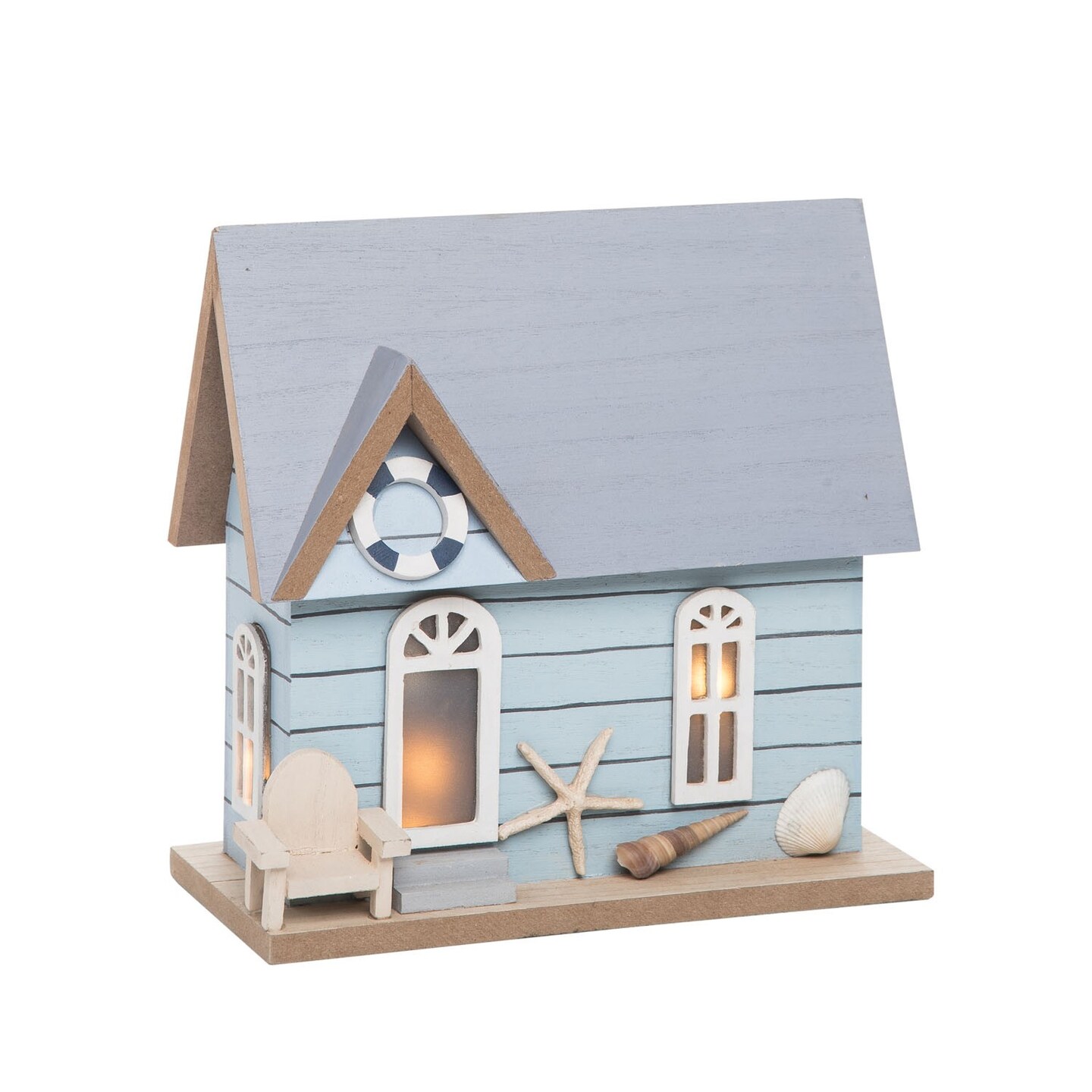 Light Up Led Beach House Accent Table Sign Ocean Coastal House 8.66 x 8.46 x 4.33 Inches.
