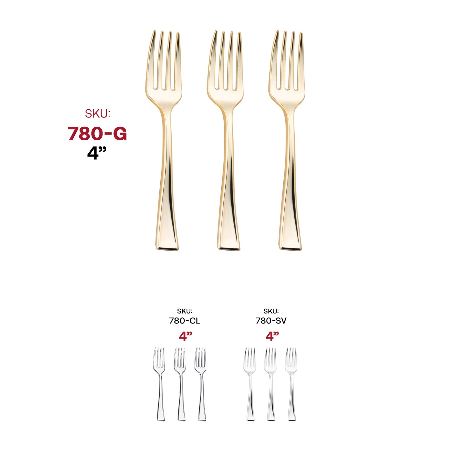 Shiny Metallic Gold Mini Plastic Disposable Tasting Forks (600 Forks)