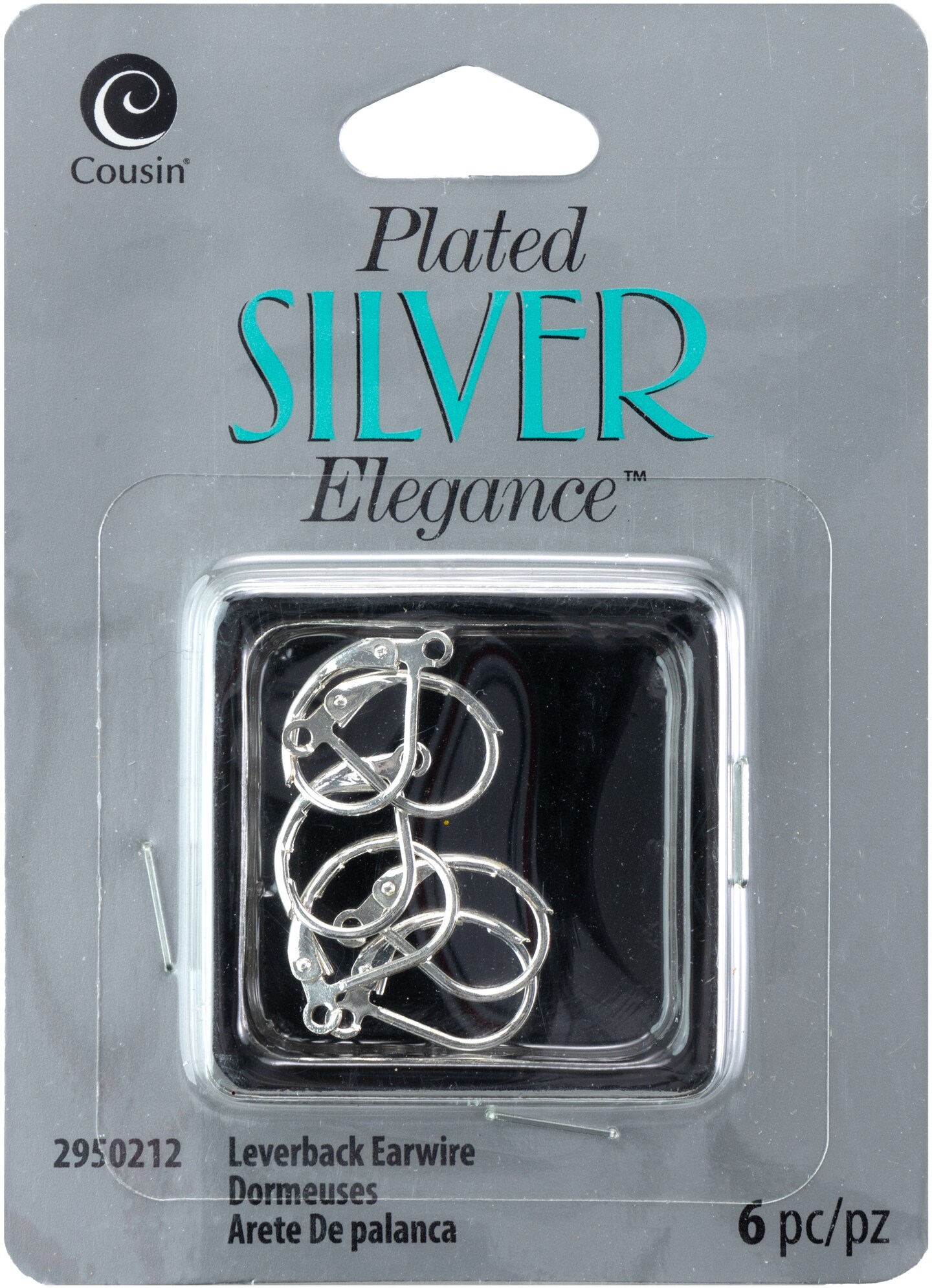 CousinDIY Plated Silver Elegance Metal Findings-Lever Earrings 6/Pkg