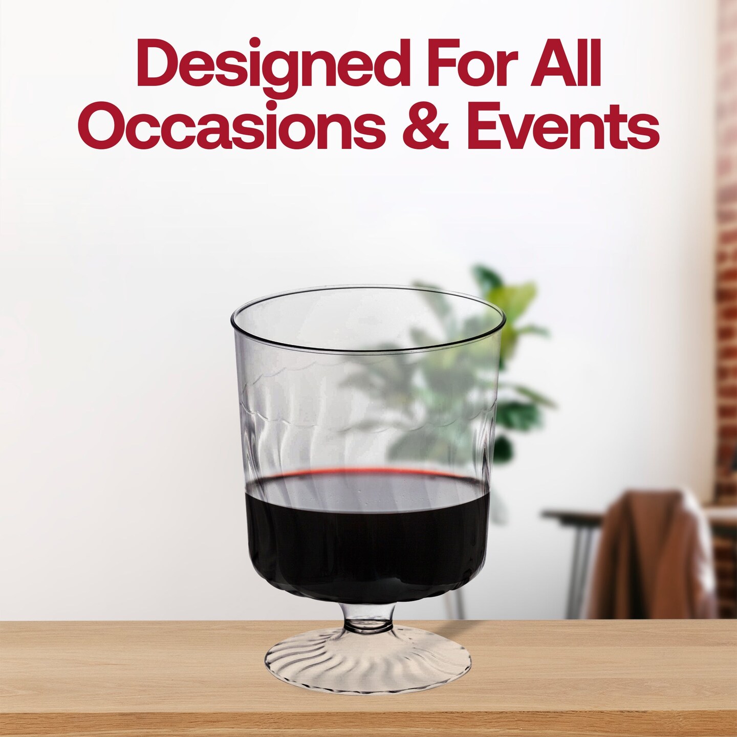Clear Plastic Pedestal Wine Glasses - 8 oz. (240 Glasses)