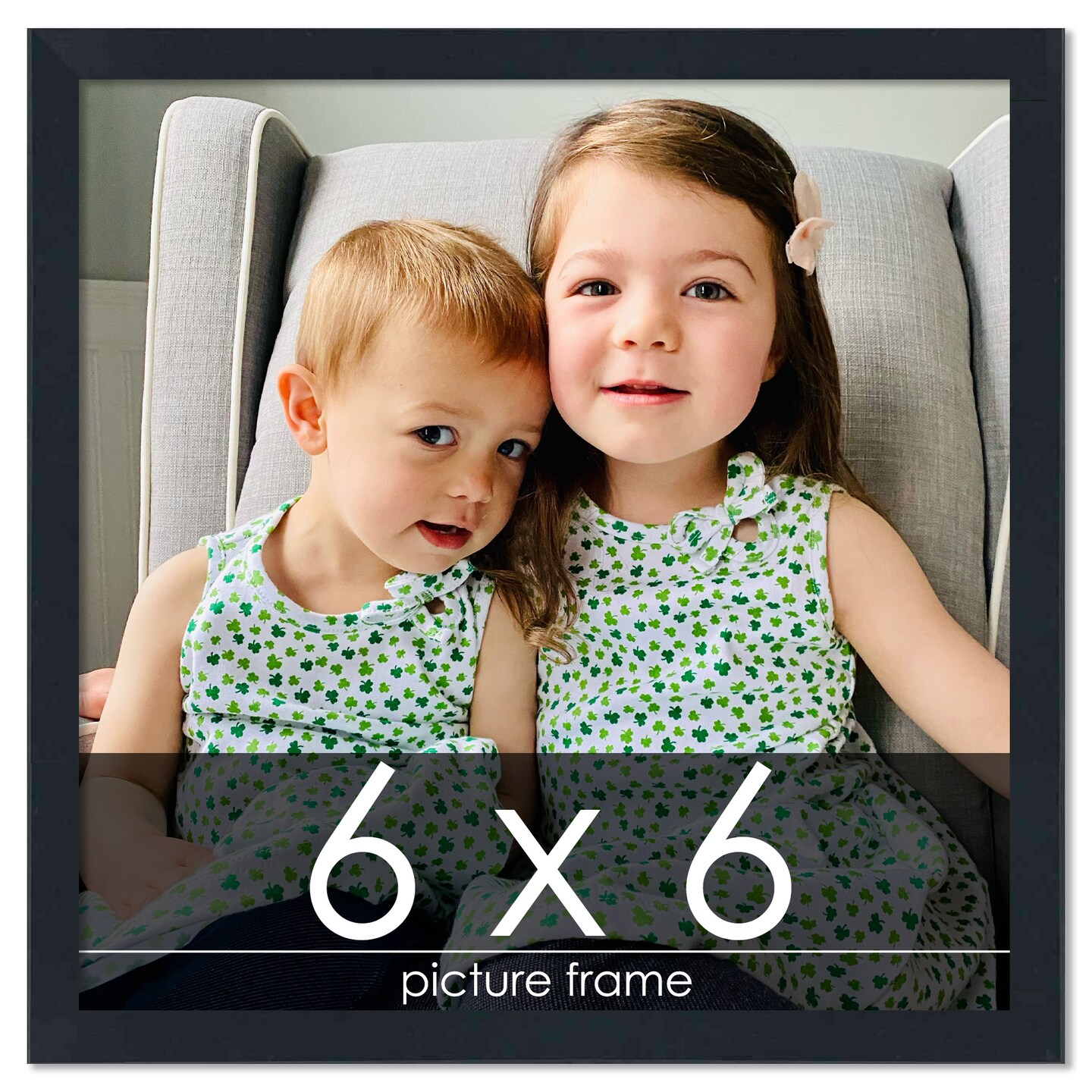 Square Slim Profile Black Picture Frame - UV Acrylic, Foam Board Backing, Hanging Hardware