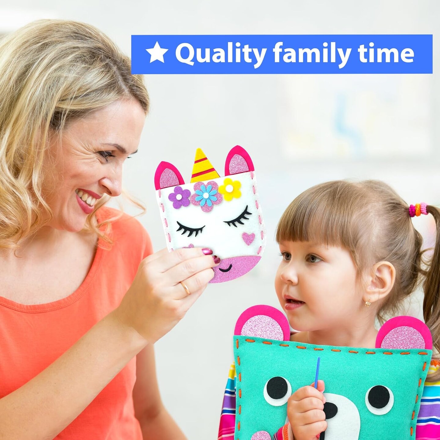 My First Sewing Kit for Beginner Kids Arts & Crafts, 7 Easy DIY Projects of Stuffed Animal Dolls and Plush Pillow Craft, Instructions & Felt, Gift for Girls, Boys, Learn to Sew, Embroidery