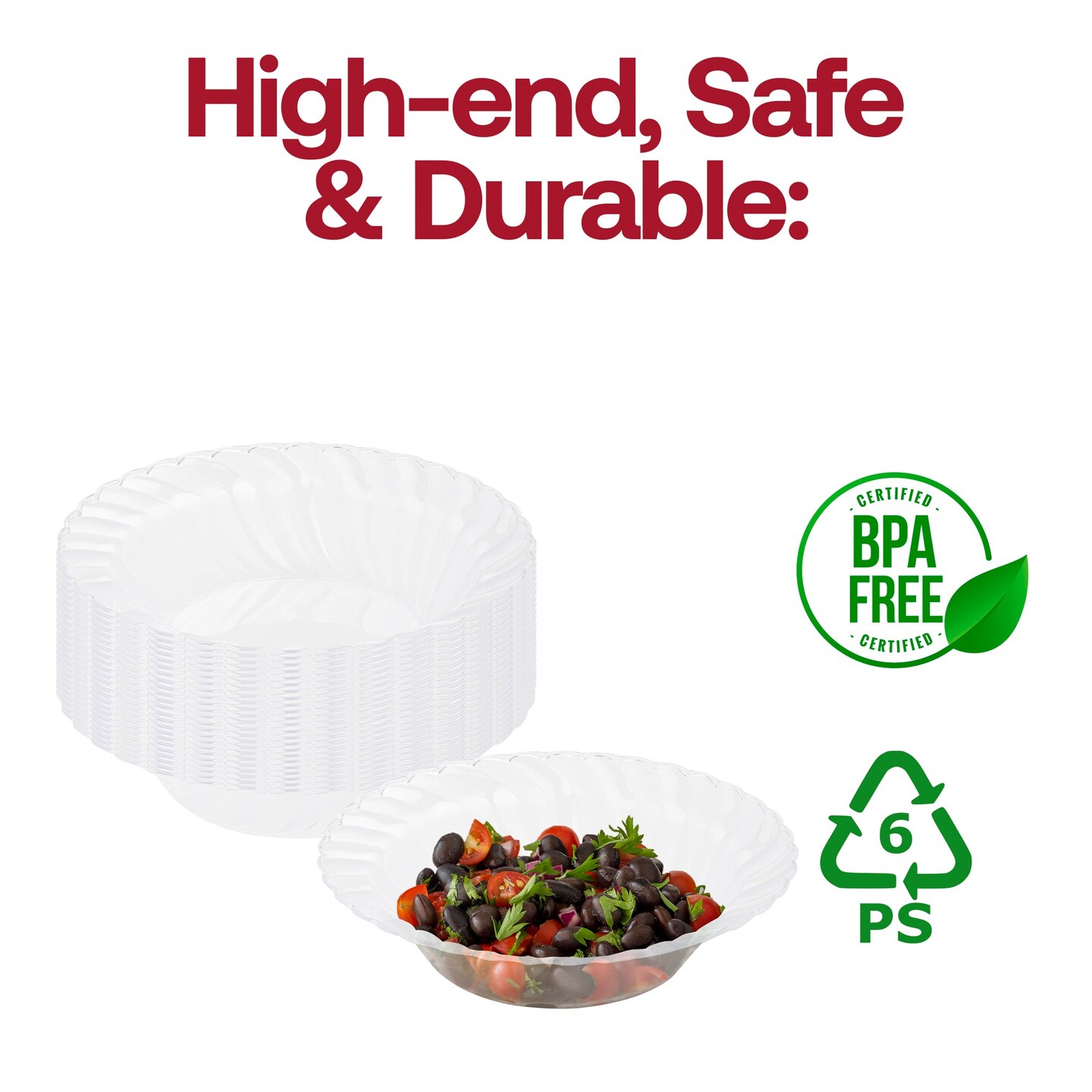 Clear Flair Plastic Dessert Bowls - 5 oz. (180 Bowls)