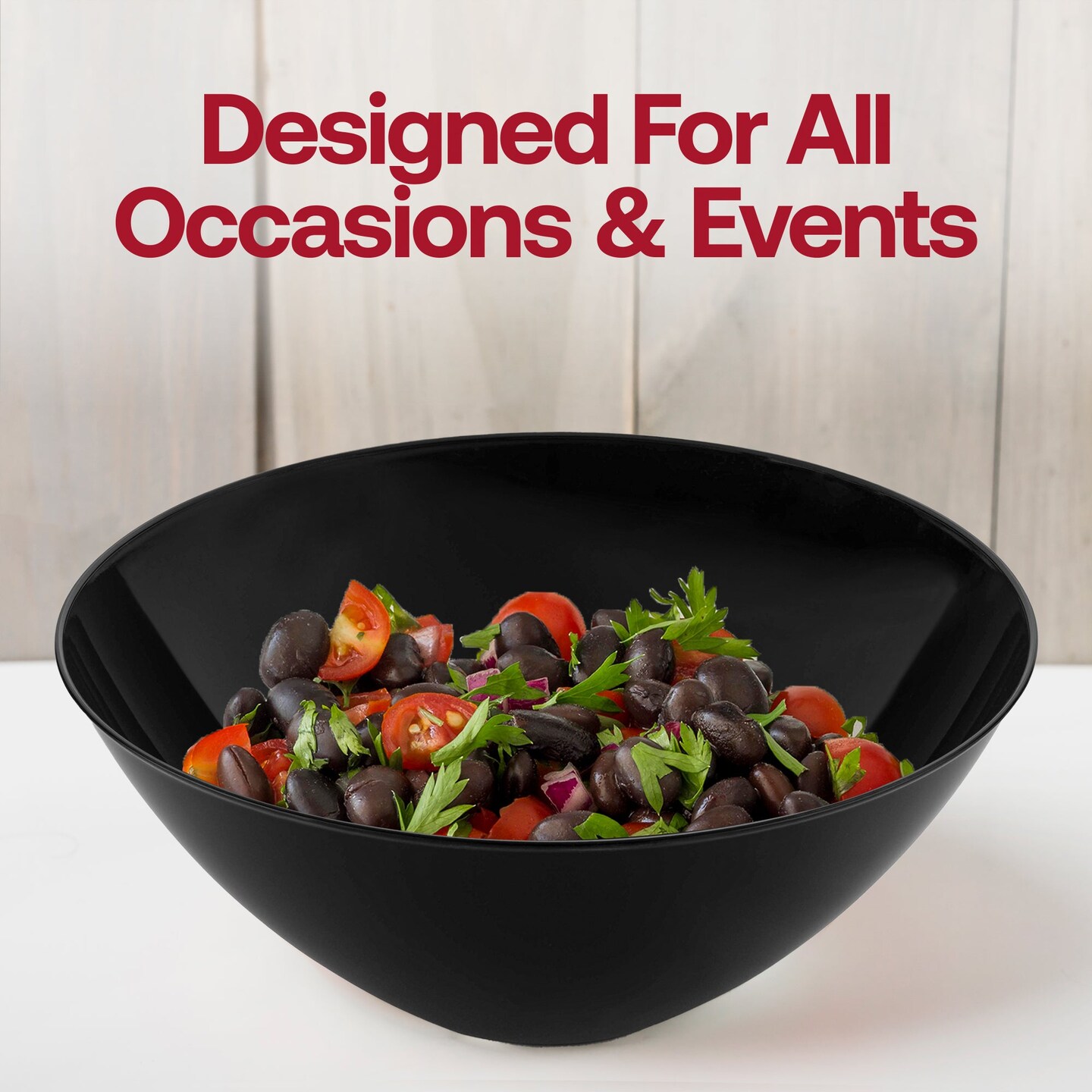 Solid Black Organic Round Disposable Plastic Bowls - 100 oz. (24 Bowls)