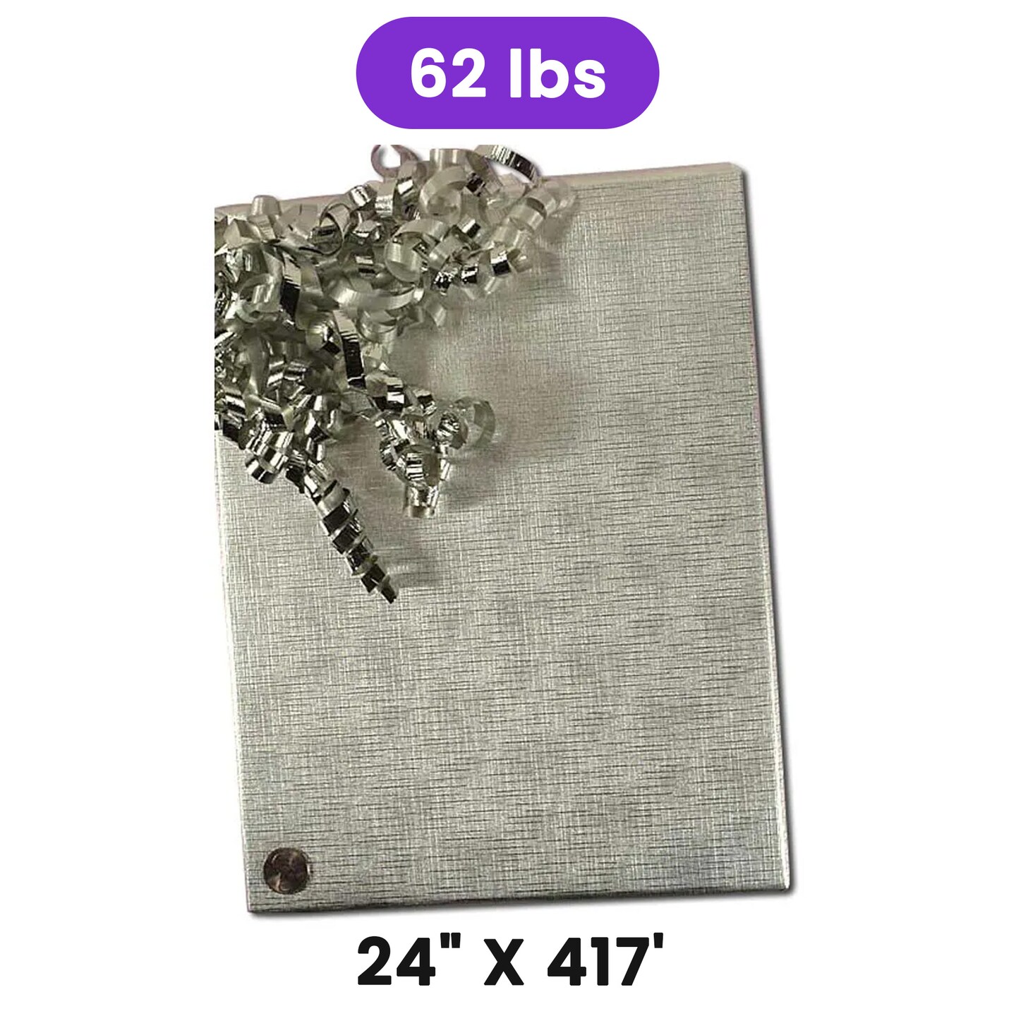 Silver Textured Embossed Metallic Wrapping Paper 24&#x22; x 417&#x22; Roll