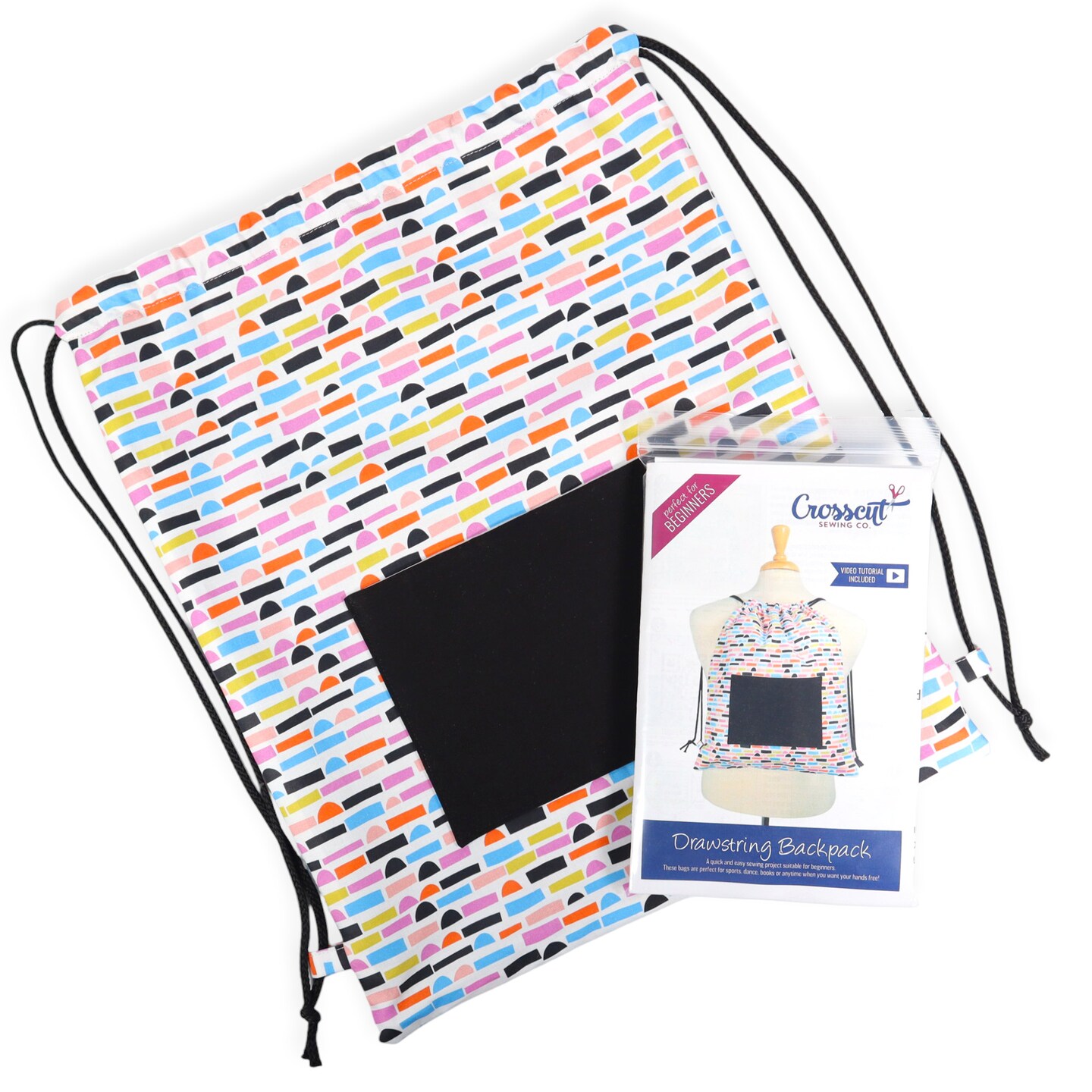 Crosscut Sewing Co.® Drawstring Backpack Sewing Project Kit - Beginner Sewing Kit - Sewing Kit for Kids