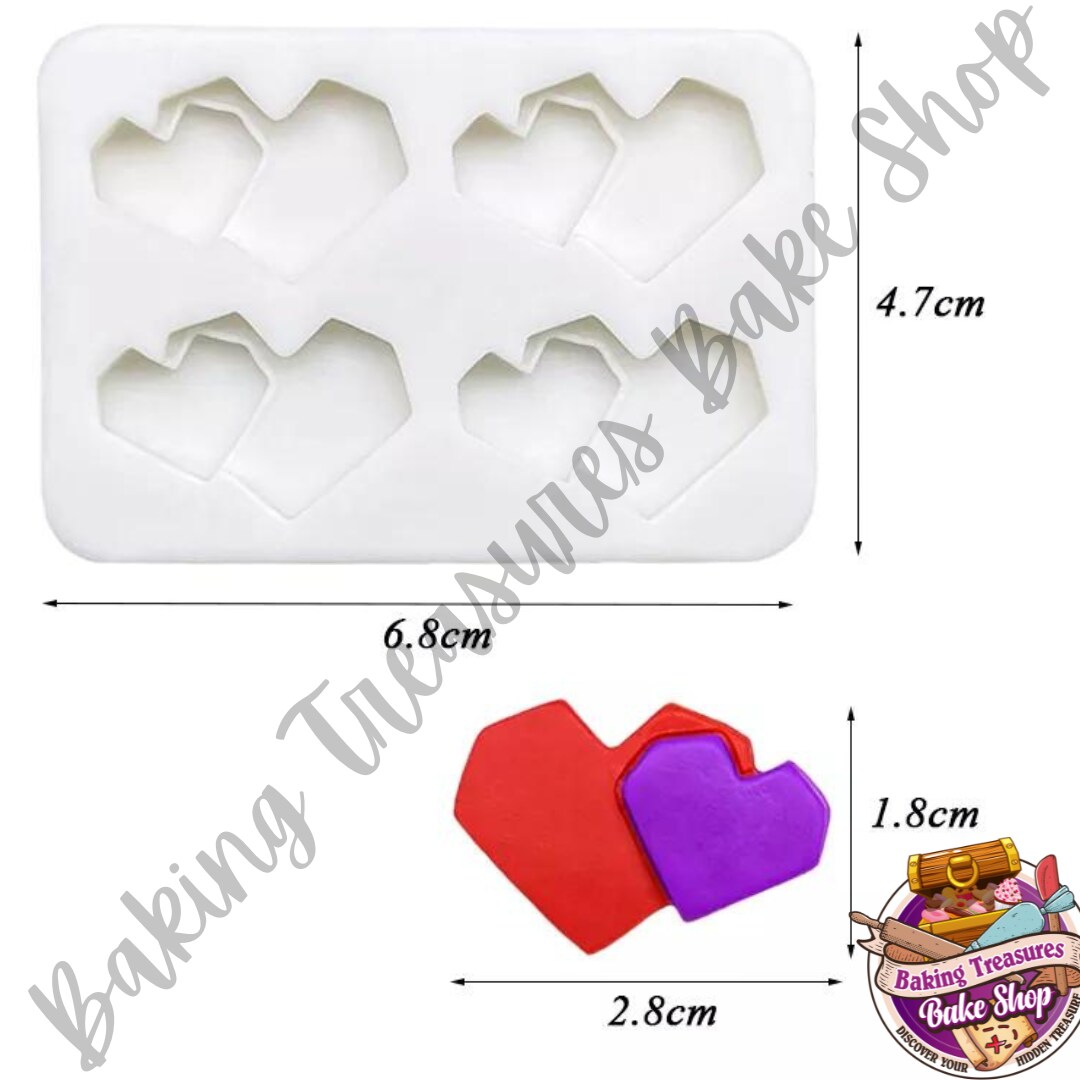 Geometric  Heart Quad Silicone Mold