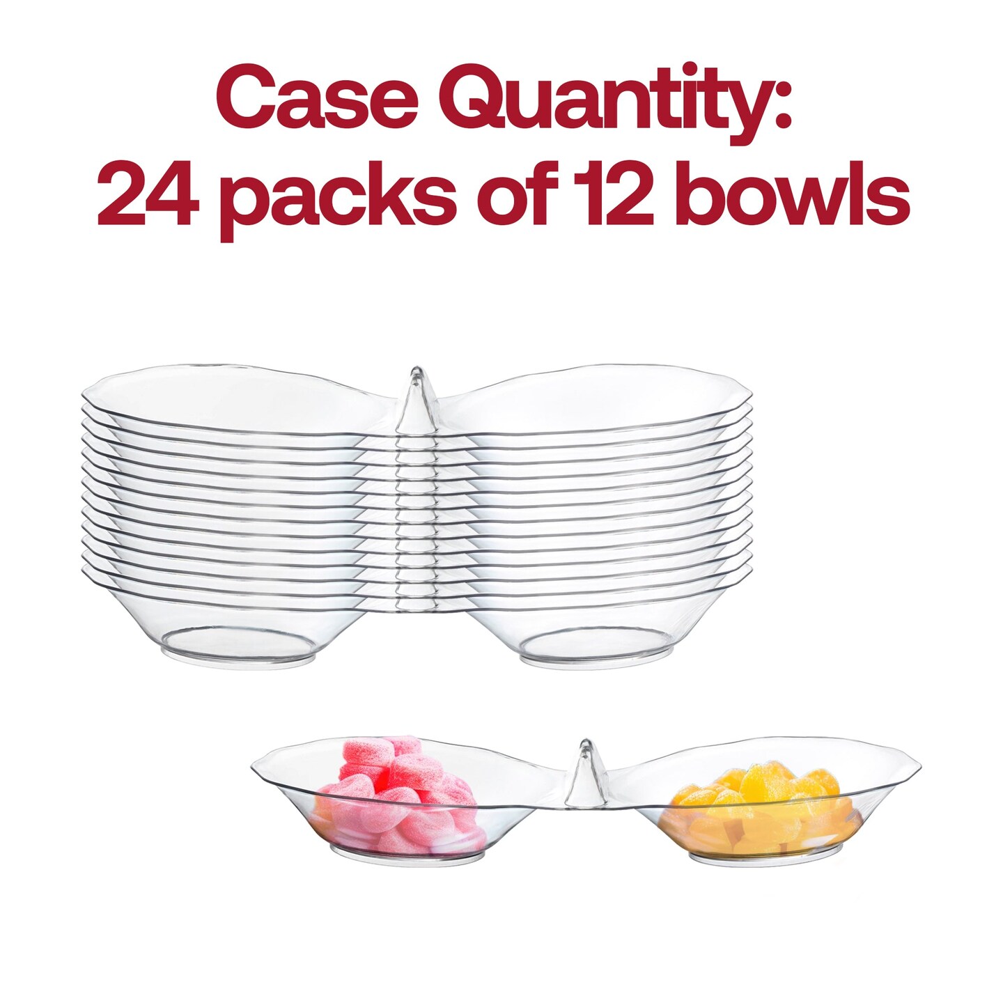Clear Round 2-Hole Mini Plastic Candy Bowls (288 Bowls)