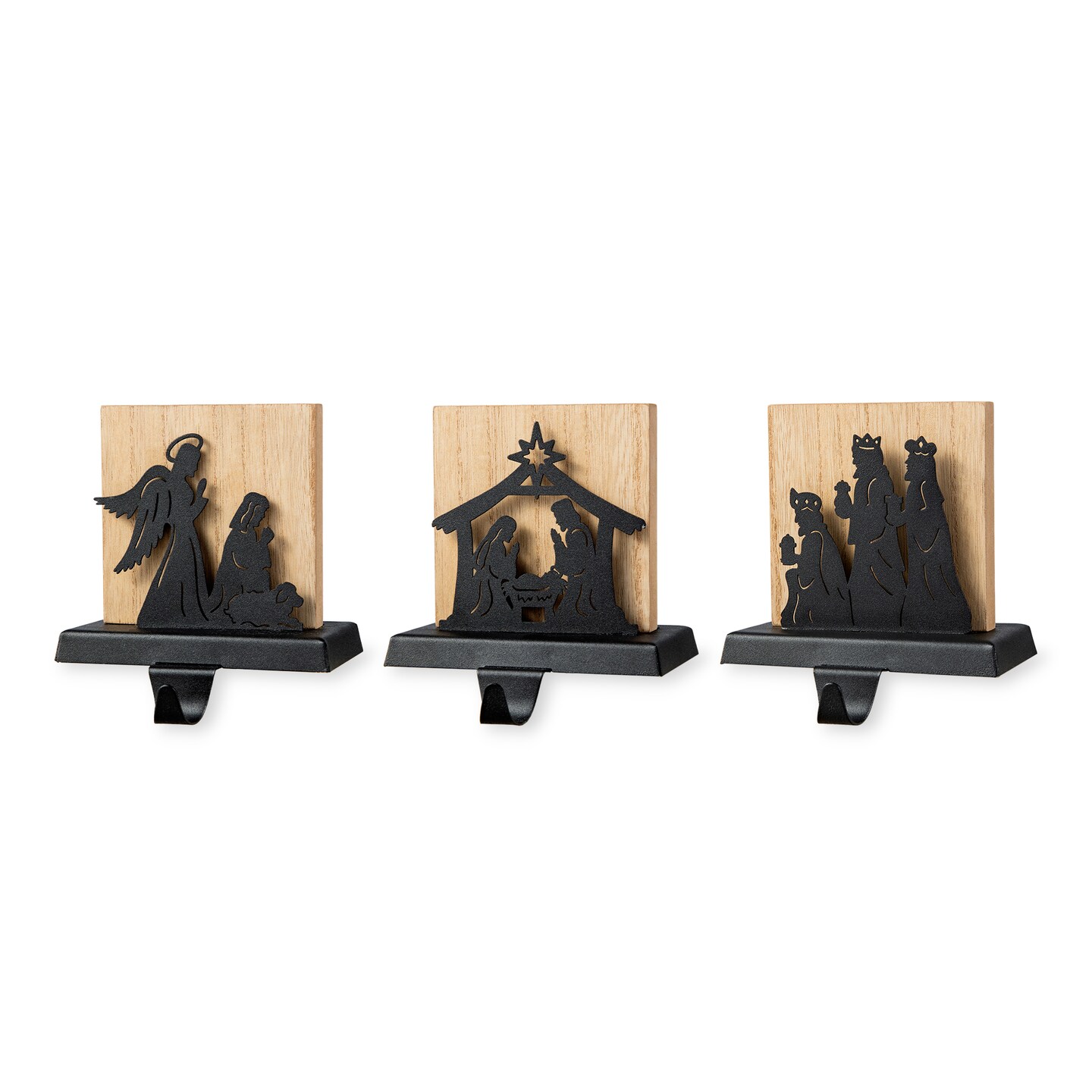 Set of 3 Christmas Metal Nativity Scene Stocking Holder