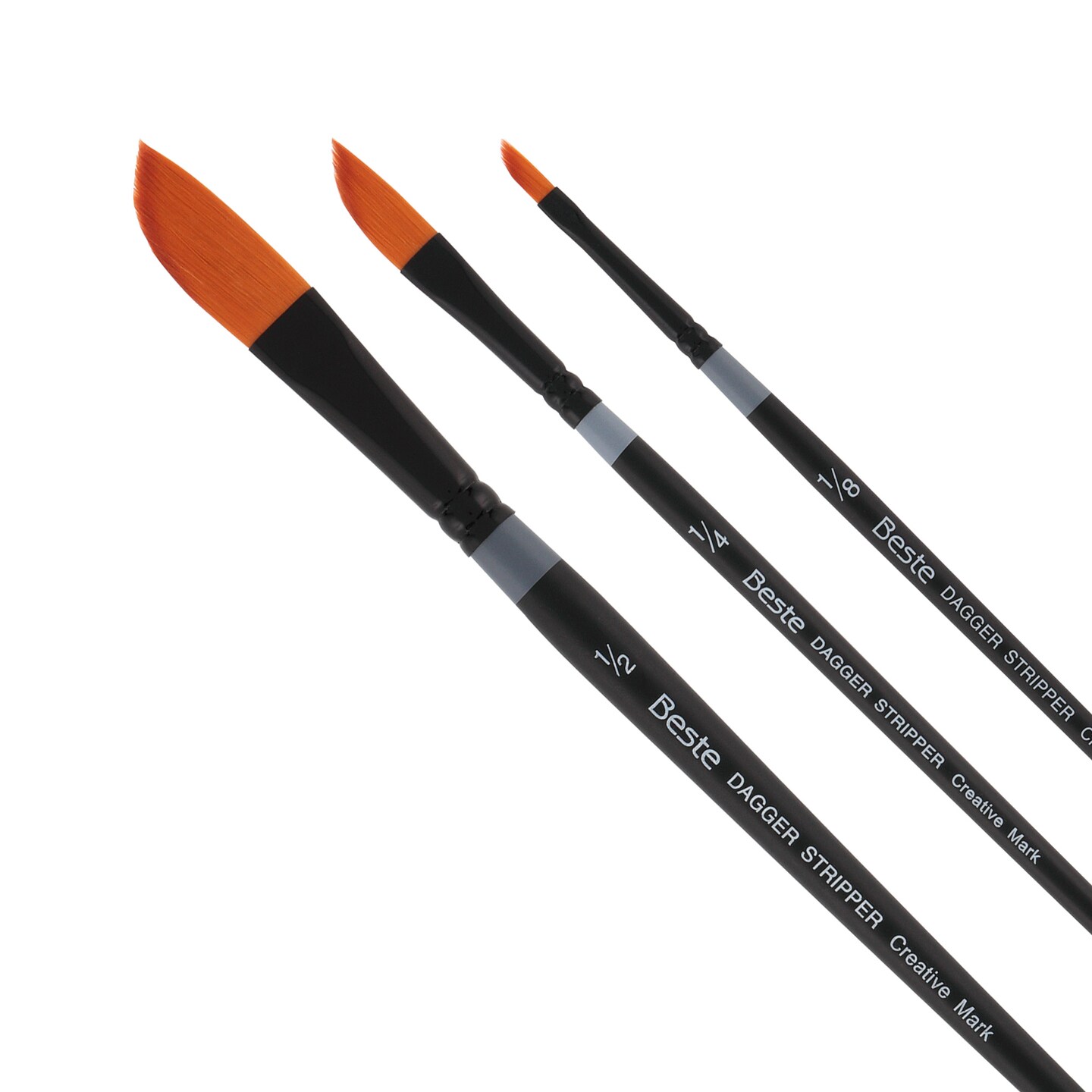 Creative Mark Beste Golden Taklon Dagger Striper #0 - 2 Pack Artist Brush, Professional Watercolor Brushes, For Acrylic Painting, Short Handle, Sharp Edges, Hand-Tied &#x26; Shaped