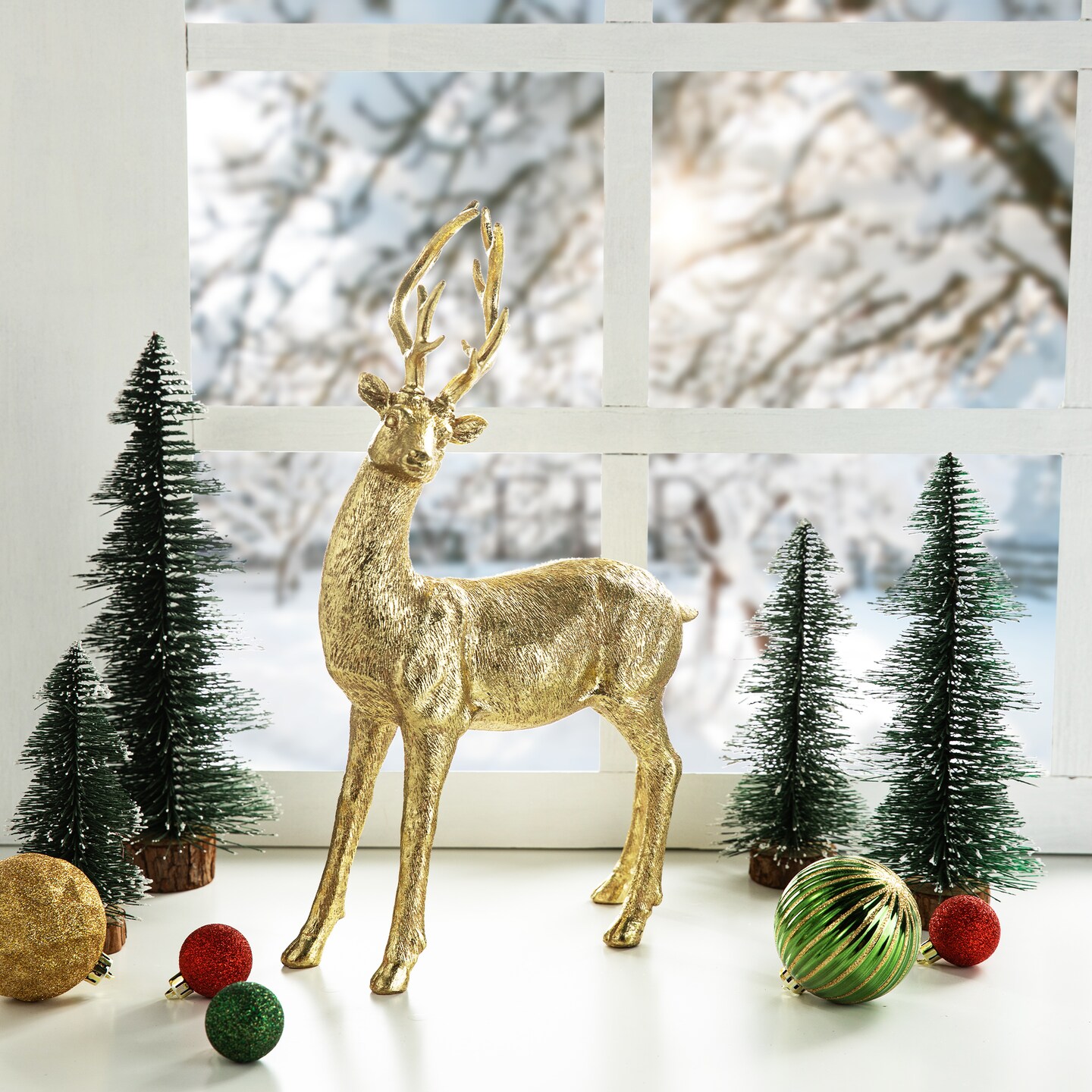 Set of 4 16.25&#x27;&#x27;H Resin Christmas Standing Reindeer Table Decor