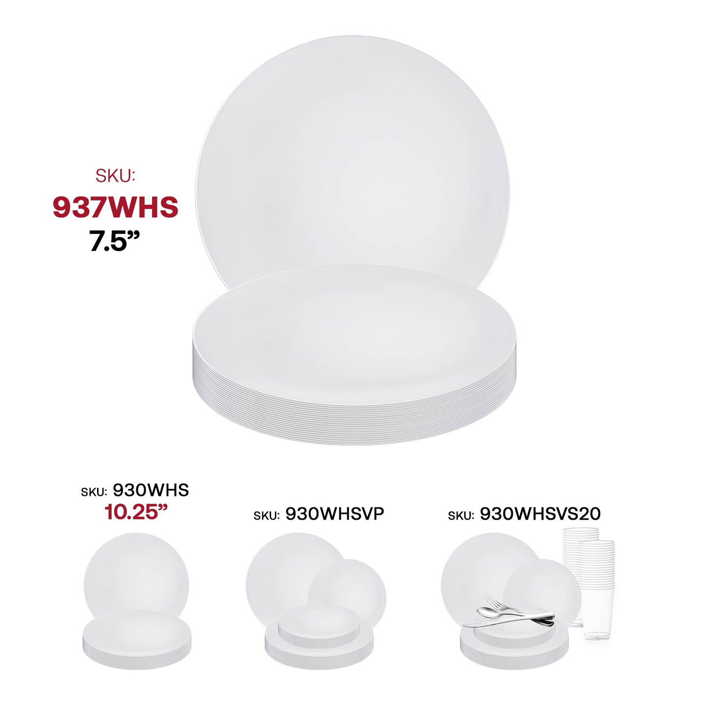 White with Silver Rim Organic Round Disposable Plastic Appetizer/Salad Plates - 7.5" (120 Plates)