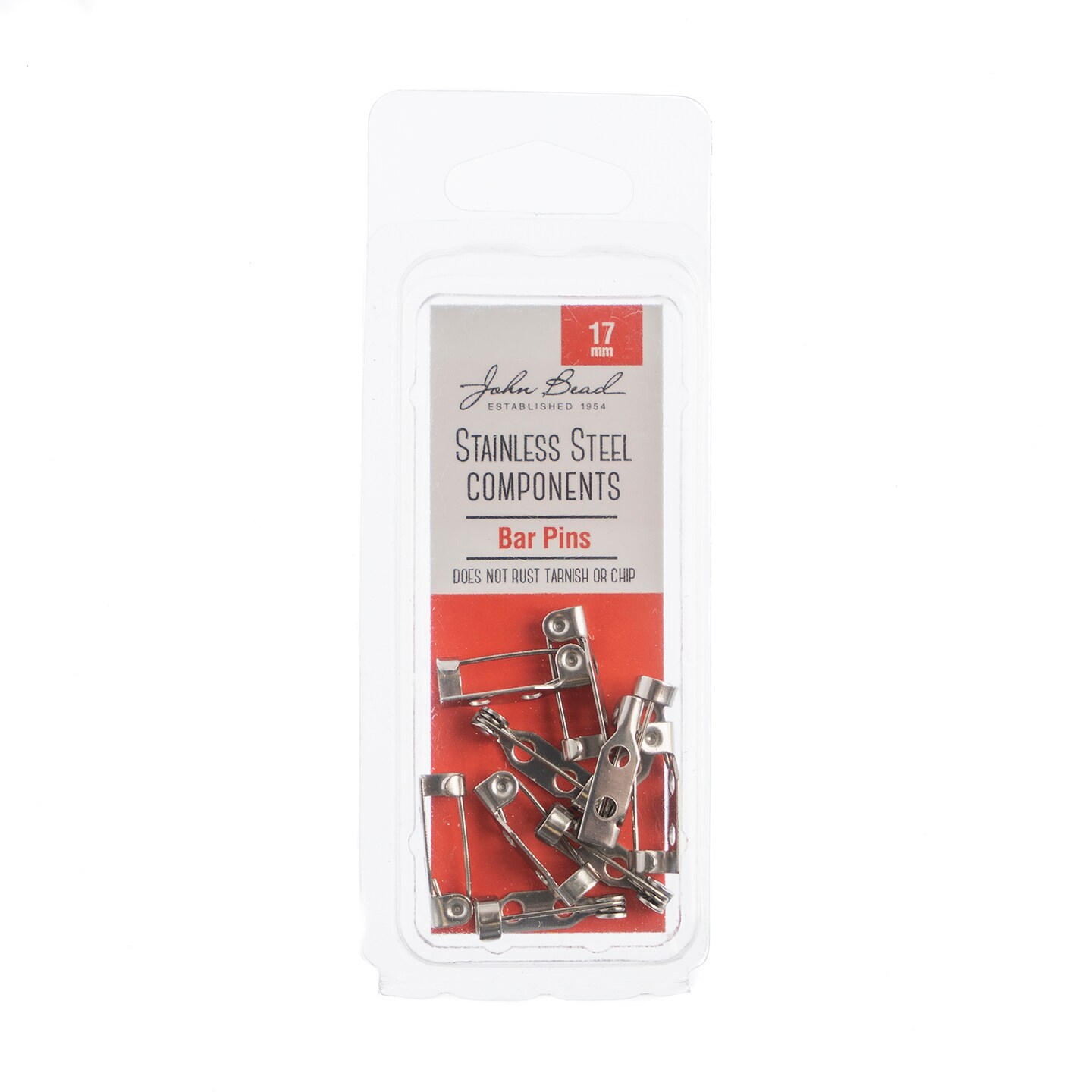 John Bead Stainless Steel Silver Bar Pins