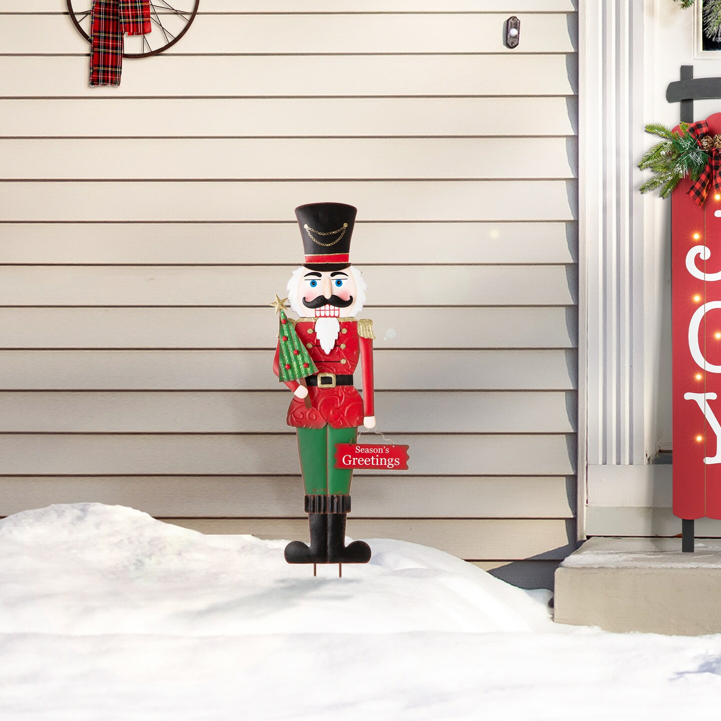 36&#x22;H Metal Nutcracker/Penguin Yardstake or Standing D&#xE9;cor or Wall D&#xE9;cor (Three Function)