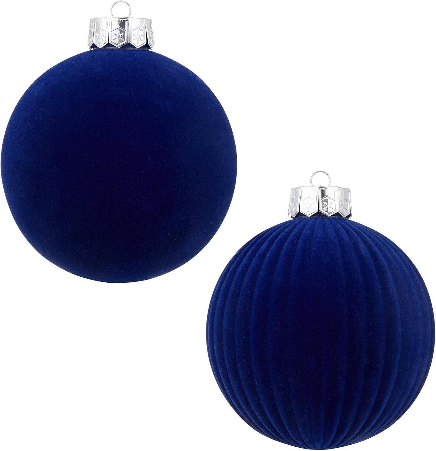 Velvet Christmas Balls Large Hanging Shatterproof Flocked Christmas Tree Ornaments for Xmas Tree Hanging, Holiday Wedding Party Decorations, Gifts and Home Decorations (Blue, 6&#x22; (2pcs))